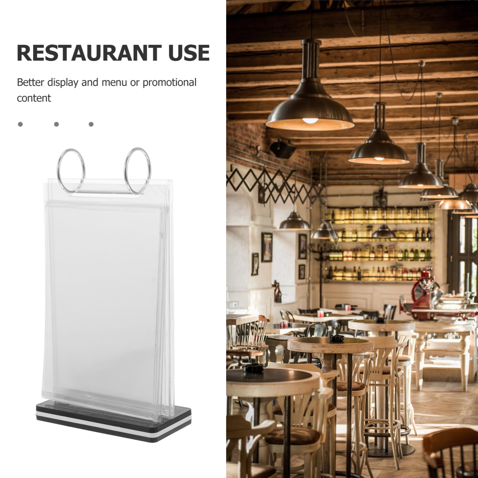 VILLCASE Menu Display Stand Desktop Sign Stand Catalog Holder for Desk Poster Holder Menu Holder Stand Table Display Holder Desktop Sign Holder Table Card Flip Display Transparent Iron