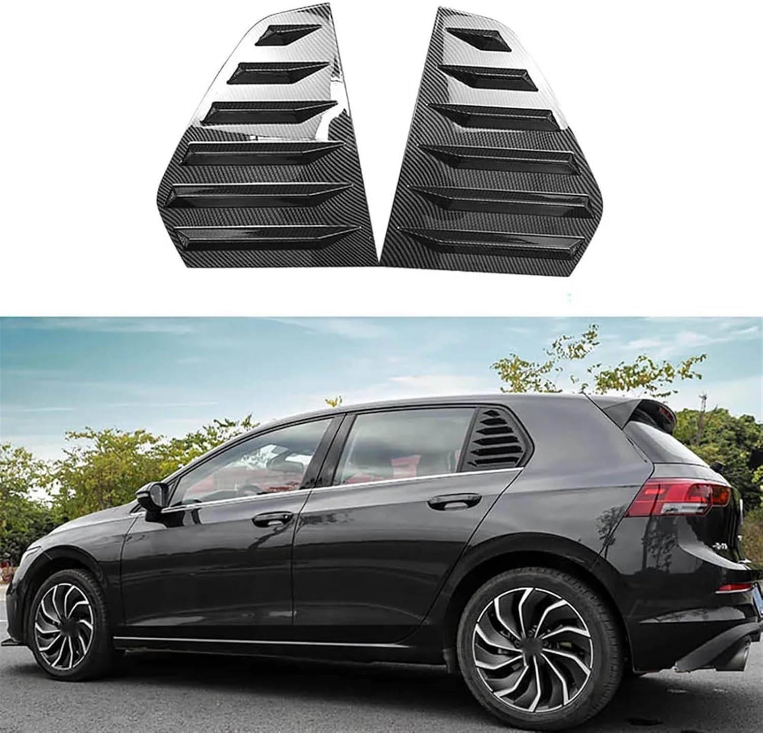 New Rear Window Louver Trim Car Carbon Fiber Compatible for Golf 8 MK8 2020 2021 1 Pair Shutter Cover Window Louver Side Vent