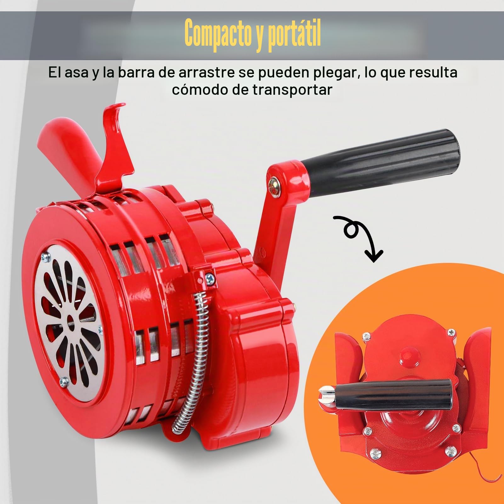 Sirena de Emergencia Manual con Manivela 120 DB Roja para Seguridad Exterior sin Fuente de Alimentación Emergencias