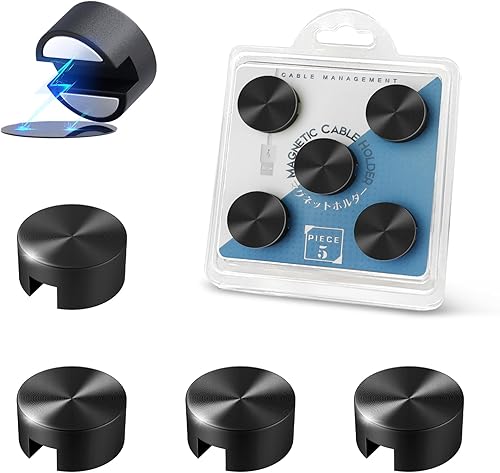 Maveek - Soporte magnético para cables de silicona color negro, organizador de cables magnético para mesita de noche, oficina, escritorio, laptop,