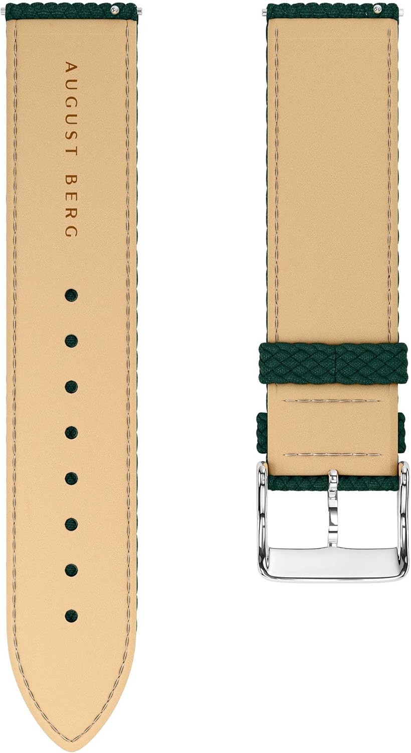 August Berg - Morris & Co. Fennel Silver Strawberry Thief, Green Perlon 38mm