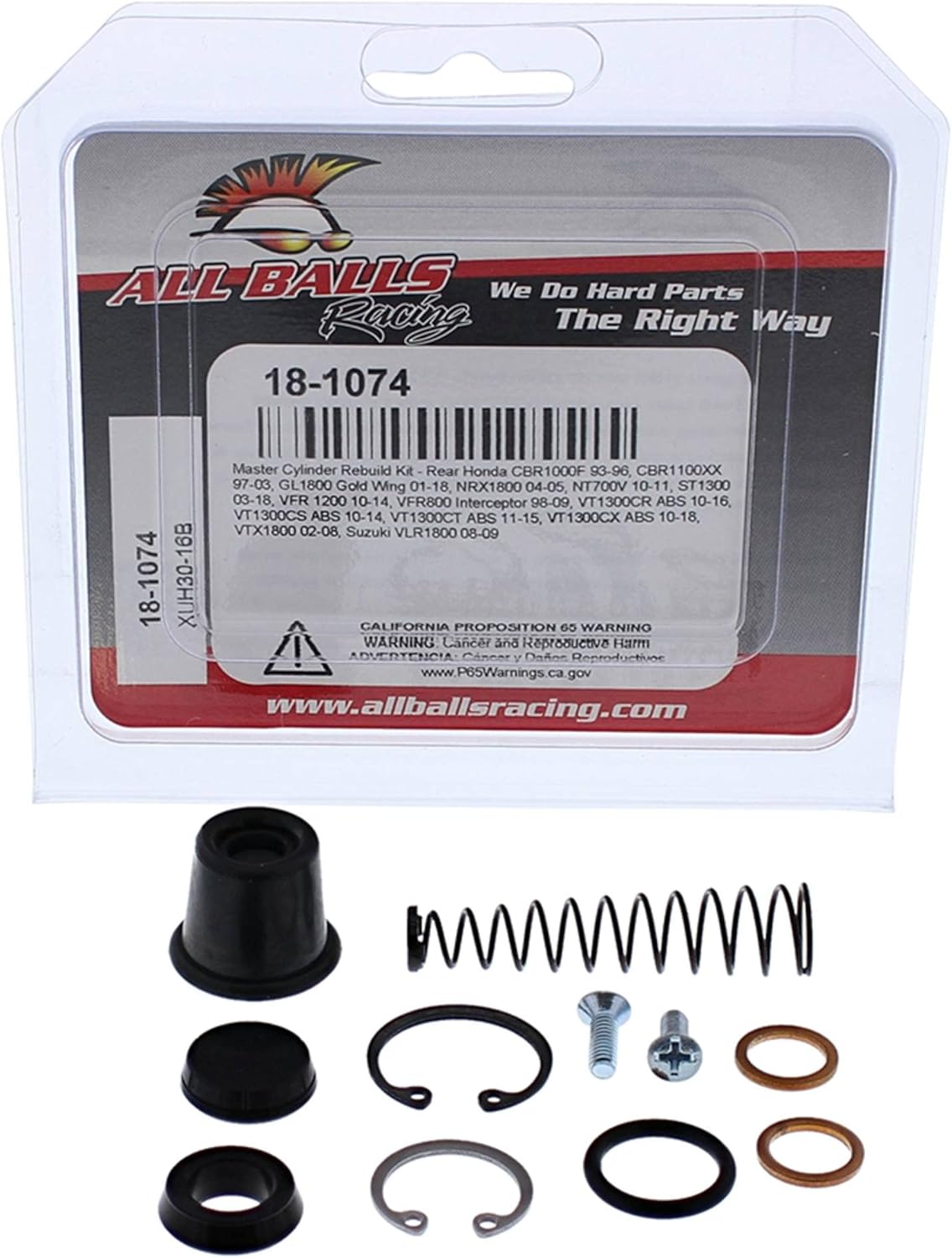 All Balls Master Cylinder Rebuild kit 18-1074 for C109RT 2008 2009, VFR 800 1998-2009, VFR 1200 F 2010-2014, ST 1300 PA Police ABS 2014-2015