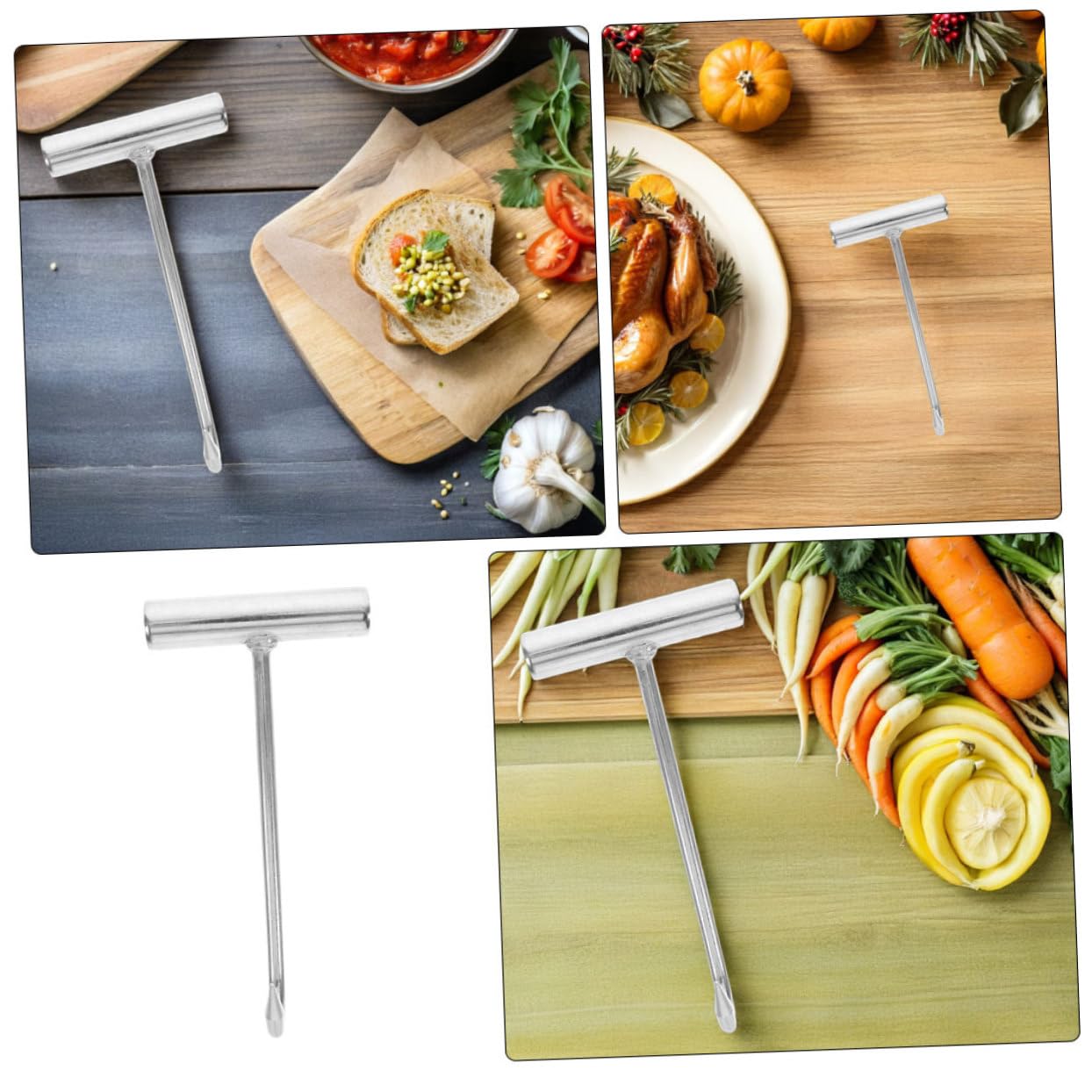 Didiseaon Set 5 Ganci Per Disossare Carne in Acciaio Inox Impugnatura a t Ergonomica, Attrezzi Da Macelleria Professionali Per Cucine, Ristoranti e Barbecue, Facili Da Pulire Per Uso Versatile