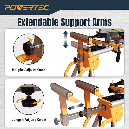 Vista 10 de POWERTEC MT4000MBA - Soporte de montaje para sierra ingletadora, juego de 2, se adapta a POWERTEC MT4000 Soporte de sierra ingletadora