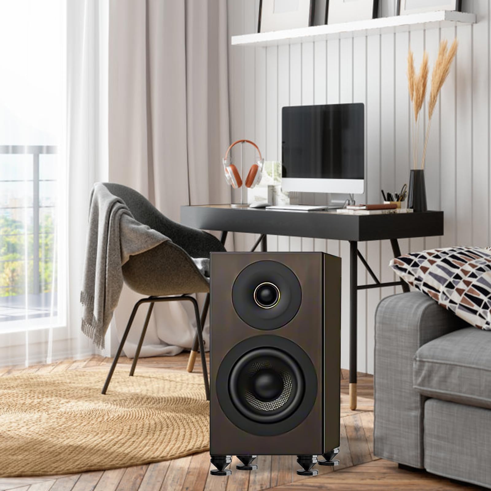 Punte per subwoofer in lega di rame 8 pezzi con 16 tappetini antiscivolo per altoparlanti HiFi