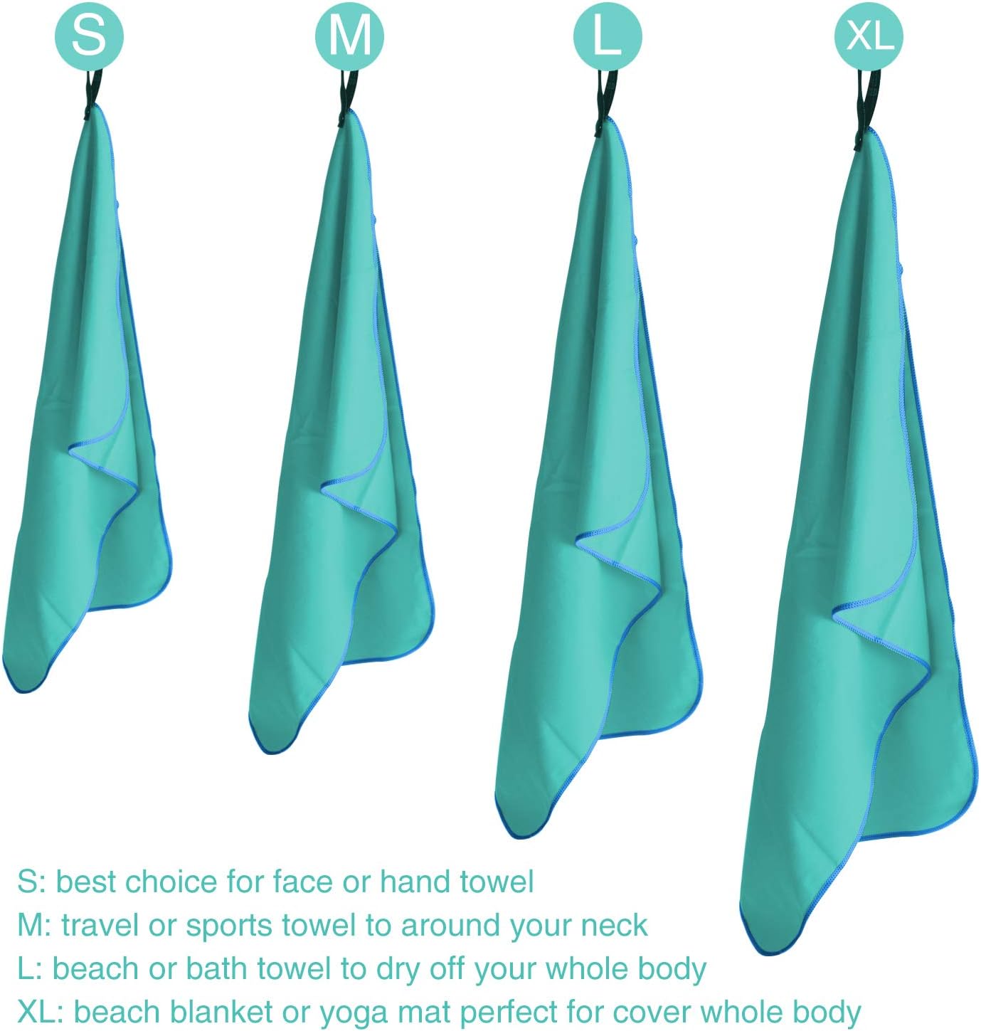 Sfee 2 Pack Camping Towel, Quick Dry Towel Super Absorbent Travel Microfiber Towels, Fast Drying Compact Soft Lightweight Sports Towel Set for Beach, Hiking, Travel, Gym, Backpacking, Pool +Carabiner : Sports & Outdoors