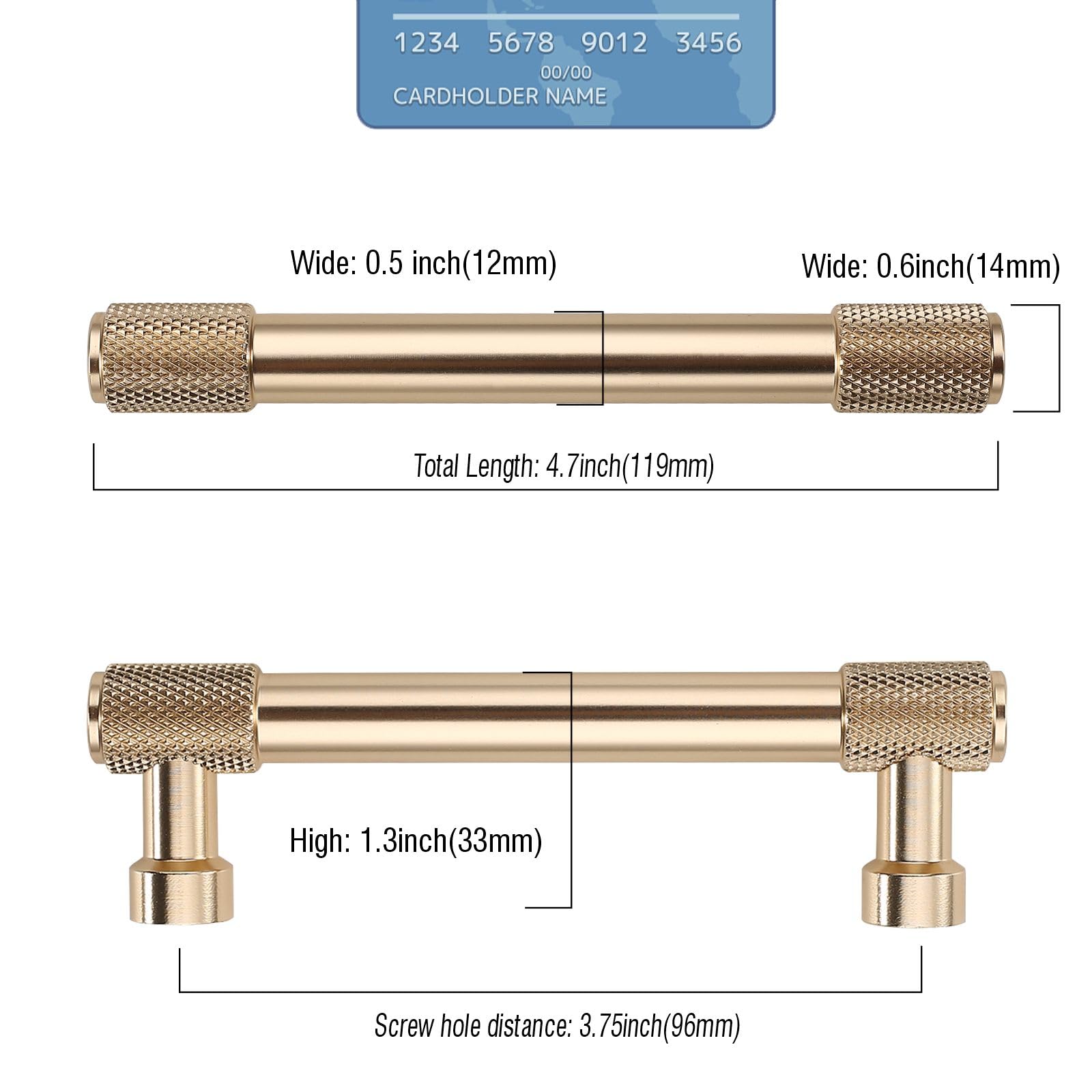 9BUILD Confezione da 10 maniglie zigrinate per armadietti, 9,5 cm, in oro spazzolato, maniglie per armadietti, maniglie da cucina per armadietti, cassettiere dorate