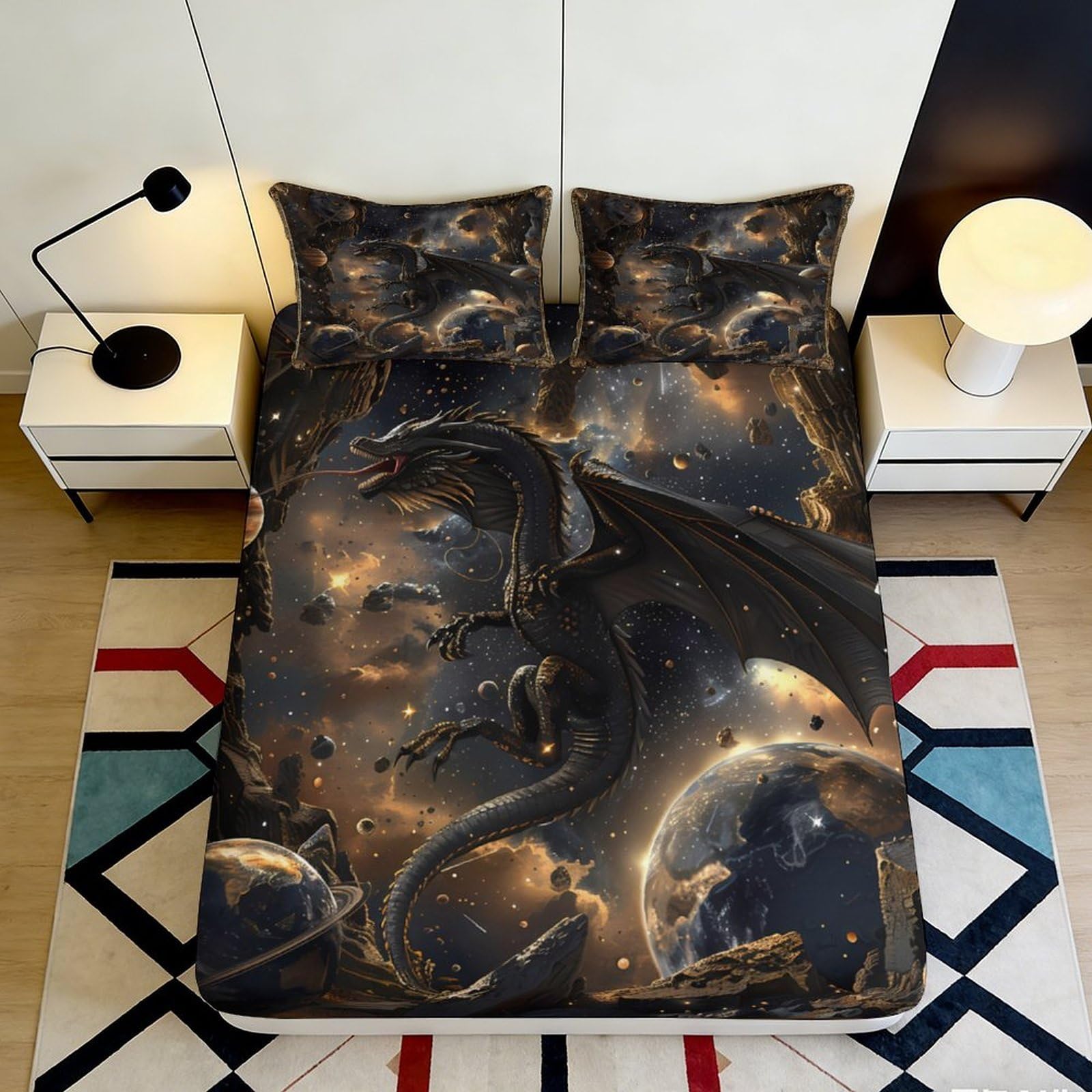 3D Printed Fairytale Castle Fitted Sheet Microfiber Non-Slip Deep Pocket Fantasy Castle Mattress Fitted Cover Washable for Adults Teens 90x200x25cm