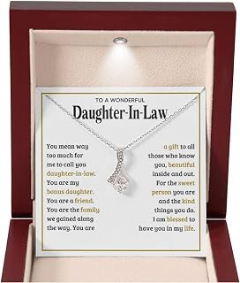 Gifts For Daughter in Law Necklace From Mother in Law For Christmas Birthday Gifts For Bonus Daughter on Wedding Day with Message Card and Gift Box