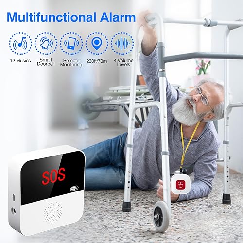 Miniatura 3 de Monitoreo WiFi para ancianos, localizadores de cuidadores, sistemas de alerta de vida para personas mayores sin tarifa mensual, 1 receptor y 2