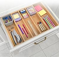 Vista 8 de Bamboo Expandable Kitchen Drawer Organizer, 13" - 23" Adjustable Utensils Holder and Cutlery Tray, 3-5 Slots Drawer Organizer for Silverware Flatware