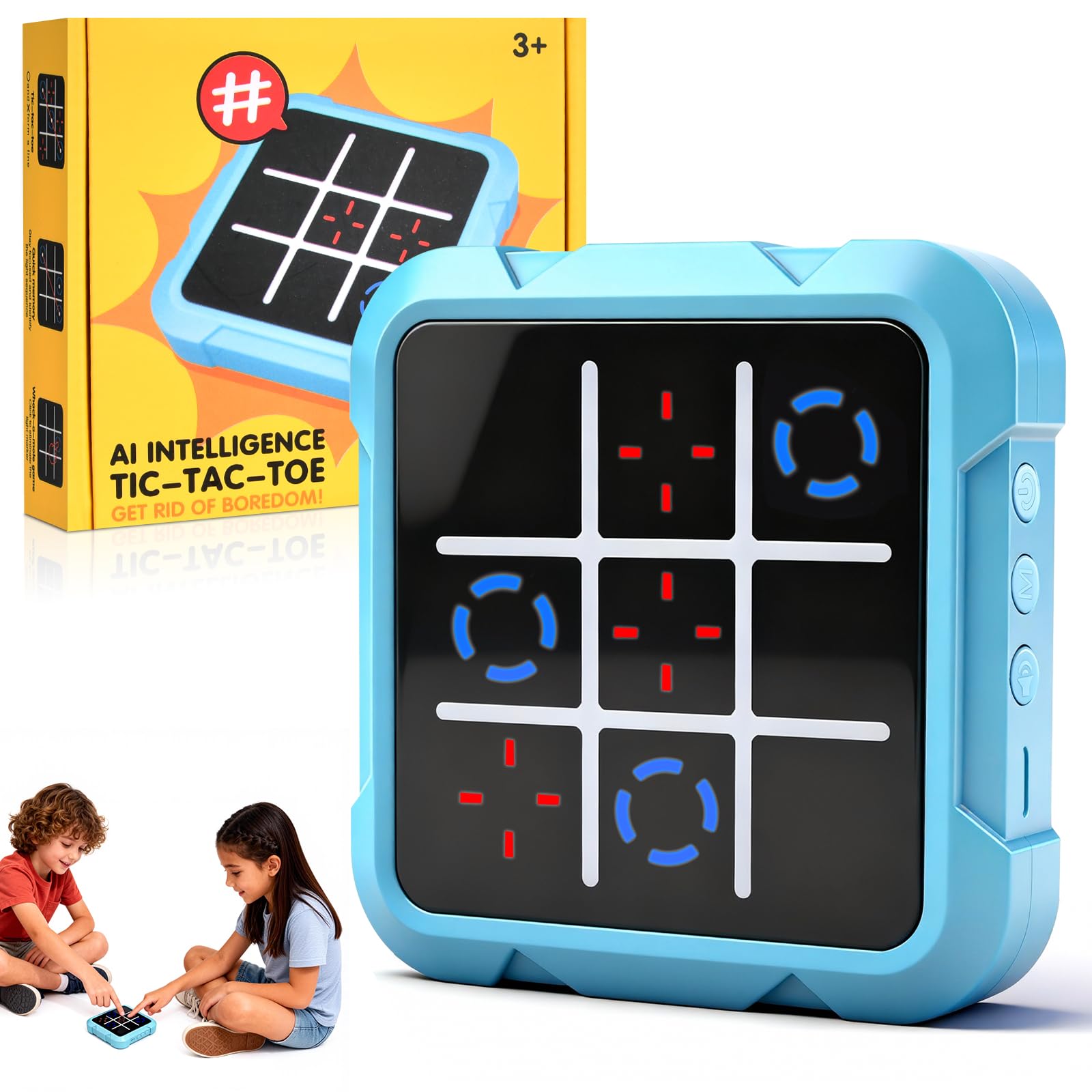 Tic Tac Toe Game, 4-in-1 Noughts and Crosses Game, Electronic Tic Tac Toe Games, Portable Travel Games Fidgets Toy