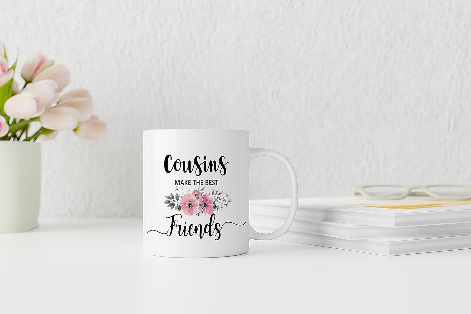 QASHWEY Cousin Gifts Coffee Mug, Gifts for Cousins, Cousin Gifts for Women, Birthday Gift for CousinFemale Coffee Cups Ceramic 11oz, Cousins Make the Best Friends Tea Cup - Image 3