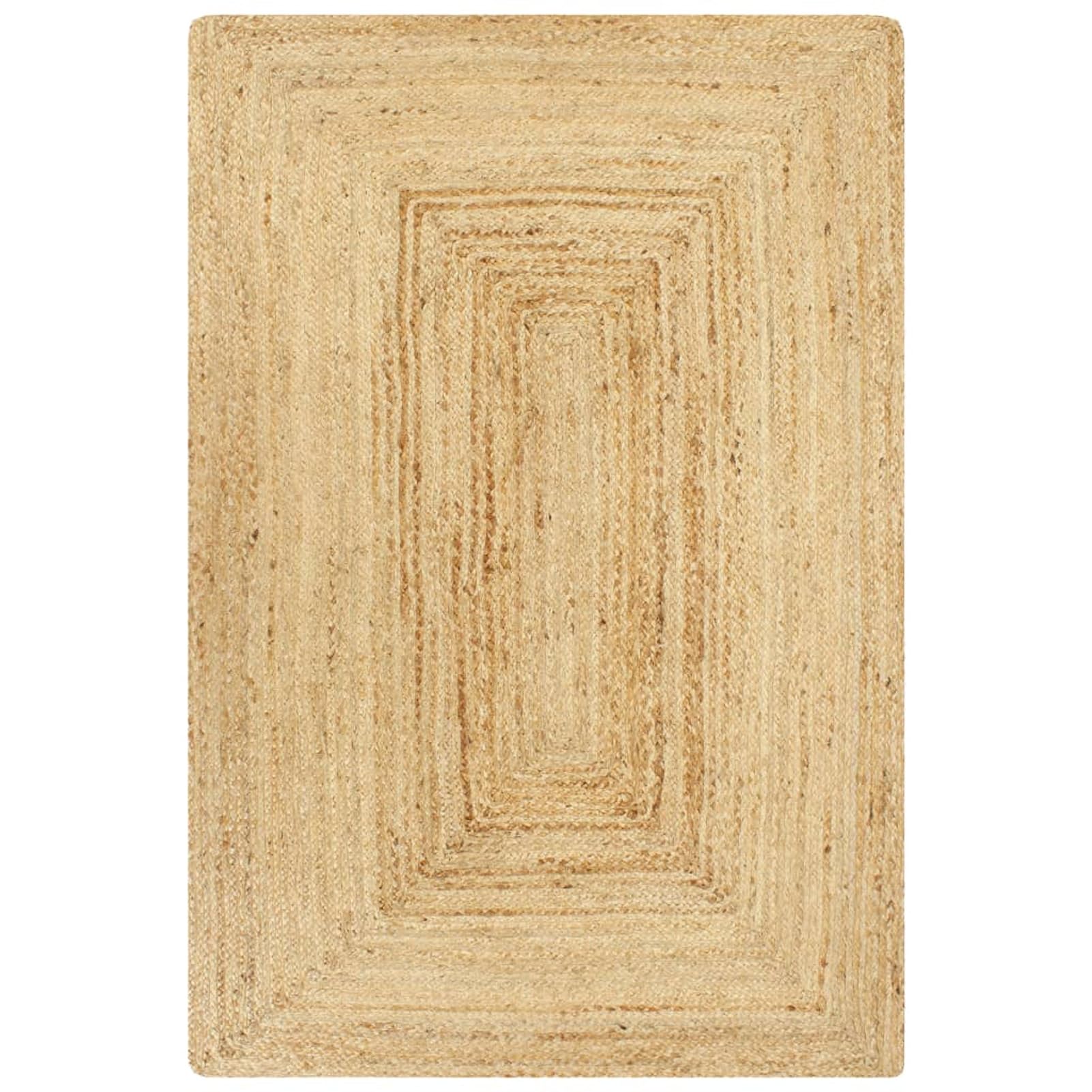 Gecheer Tappeto in iuta intrecciata fatta a mano, 80 x 160 cm (larghezza x lunghezza), con tappetino da bagno rettangolare, antiscivolo, in cotone, per camera da letto, bagno, colore naturale
