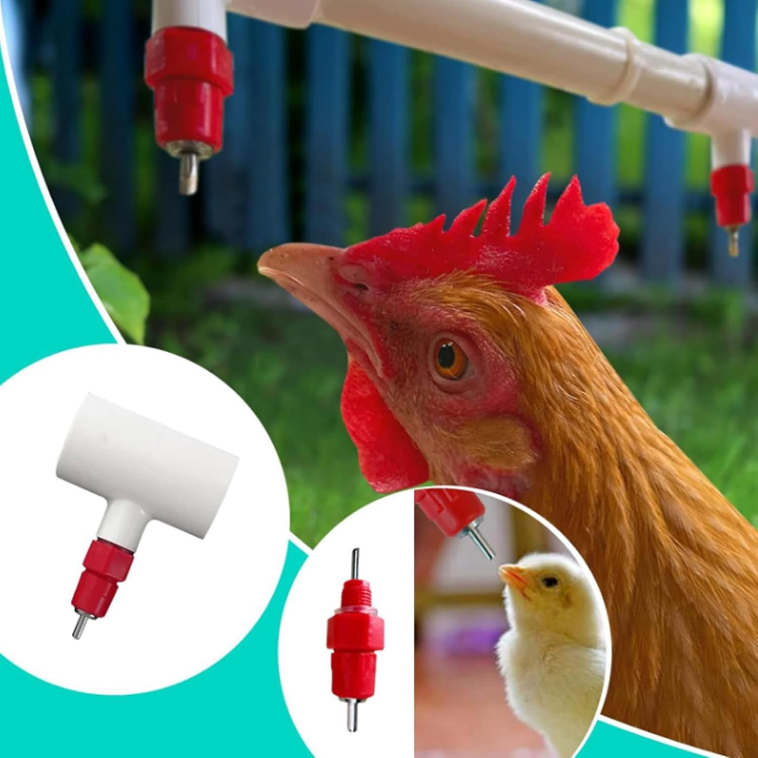 100Pcs Chicken Feeder Nipples, Poultry Nipples Automatic Chicken Water Nipple Drinker Poultry Waterer Water Dispenser Poultry Hen Duck Goose Water Fountain Drinking Feeder