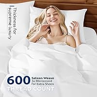 Vista 5 de Shilucheng - Funda de edredón de tamaño completo 100% algodón, 600 hilos, tejido de satén de lujo de algodón egipcio, con cierre de cremallera