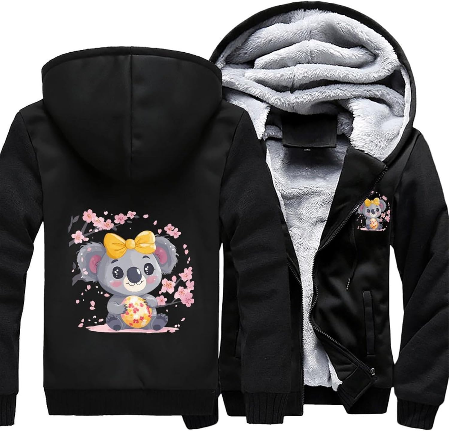 Easter Koala Men's Hoodie Full-Zip Hooded Sweatshirt Fleece Jacket Coat Winter Warm Clothing