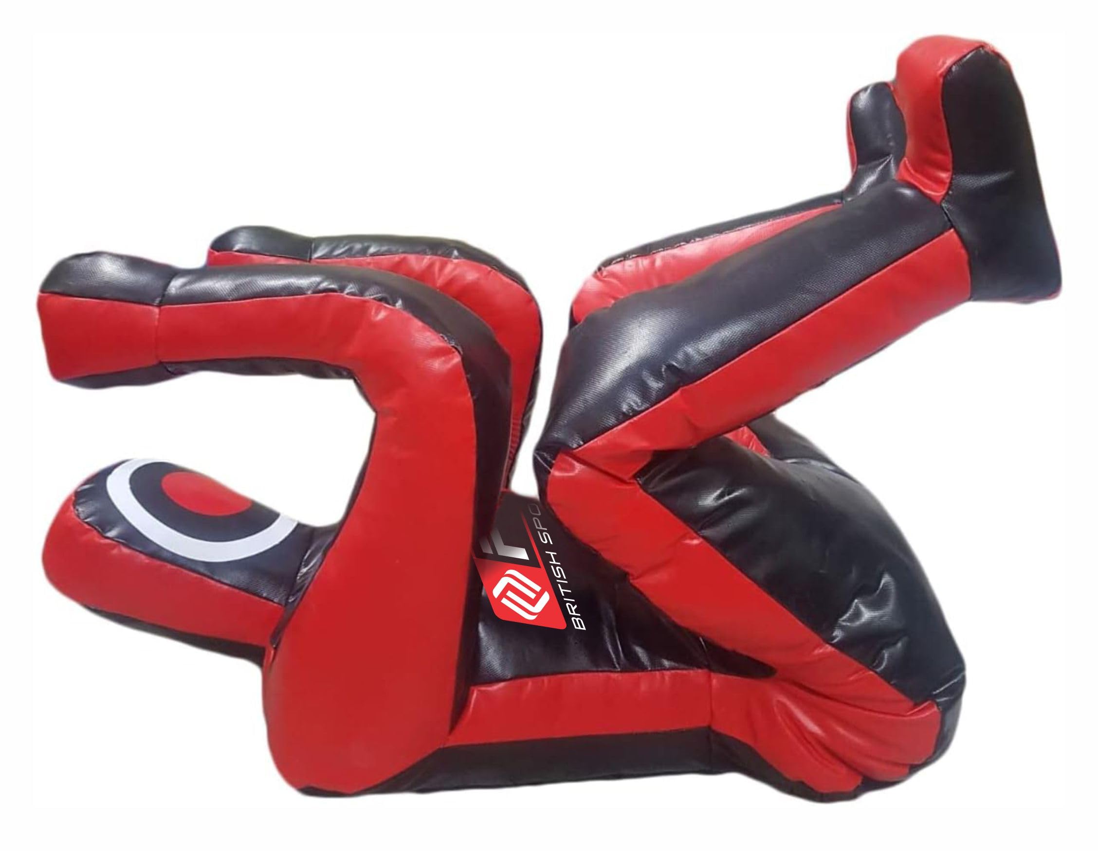 FITIZ MMA Grappling Dummy Judo Punching Bag Dummy BJJ Wrestling Dummy Sitting Position Brazilian JIU Jitsu Submission Self Defense Training Vinyl - 170cm UNFILLED (Black/Red)