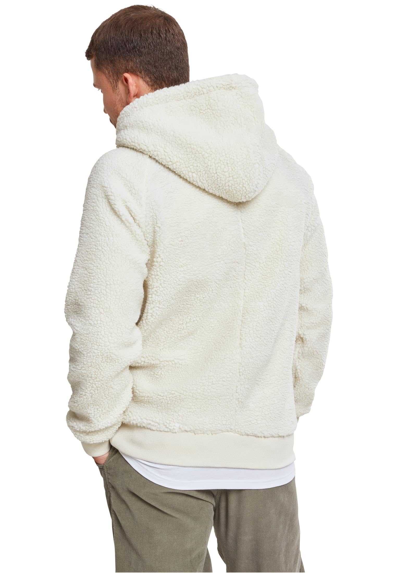 Urban Classics Męska bluza z kapturem Sherpa, biały (Offwhite 00555), XXL
