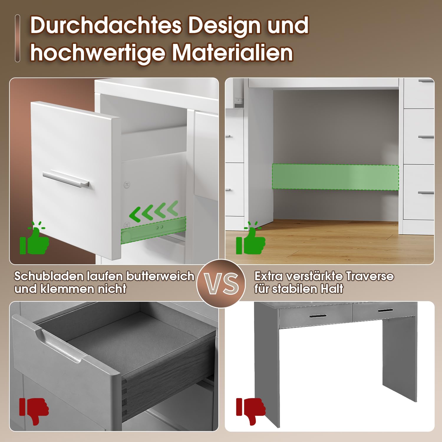 JUMMICO Große Schminktisch mit Verstellbaren LED-Beleuchtung und Steckdosen, Schminktisch mit Spiegel und 7 Schubladen, Fashionabler Frisiertisch Mit 10 LED Beleuchtung Schlafzimmer, Weiß