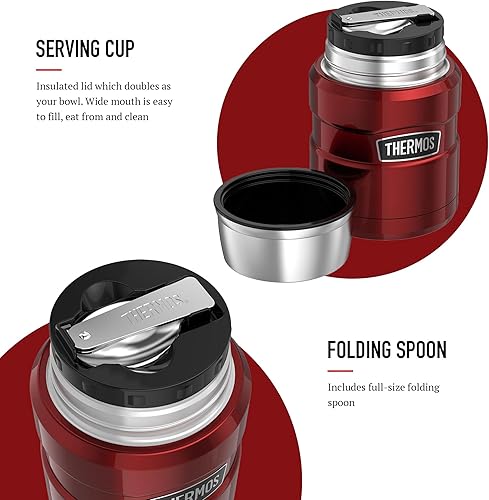Miniatura 3 de Thermos Frasco de comida King de acero inoxidable, capacidad de 15.9 fl oz, elegante frasco multiusos para preparación diaria de alimentos, acero