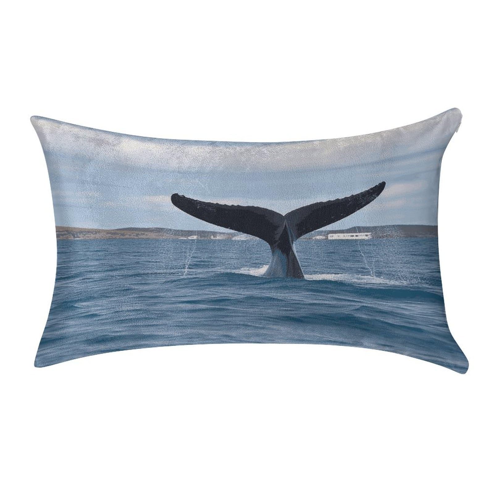 MUSM Whale Tail Pillow Case 12"X20" Luxury Velvet Throw Pillow Cover Fade Resistant Cozy Soft Pillowcases Pillow Protector Pillow Shams Lumbar Pillow Shells for Home&Gifts