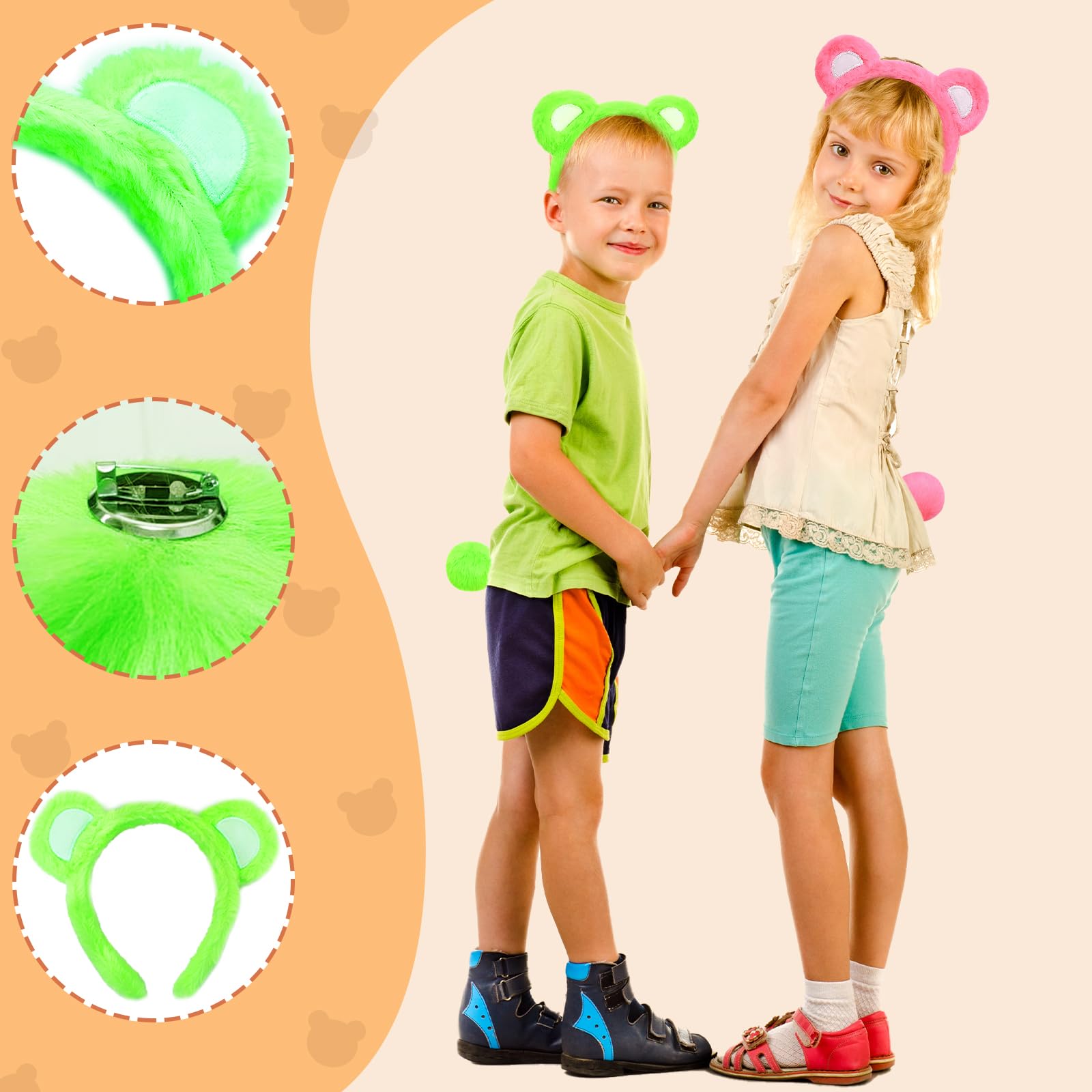 Btanadi Bear Ears Headband and Tail Set, Cute Bear Costume Accessories for Adults World Book Day Fancy Dress - Image 3