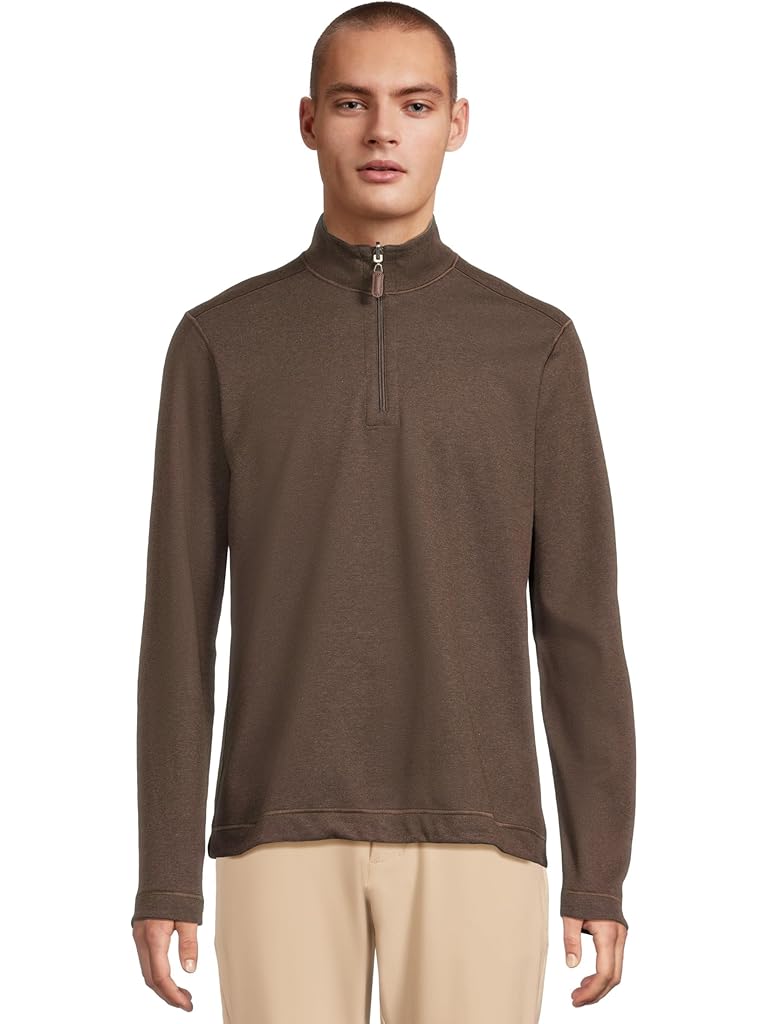 Brown Johnston & Murphy Reversible Solid Quarter-zip