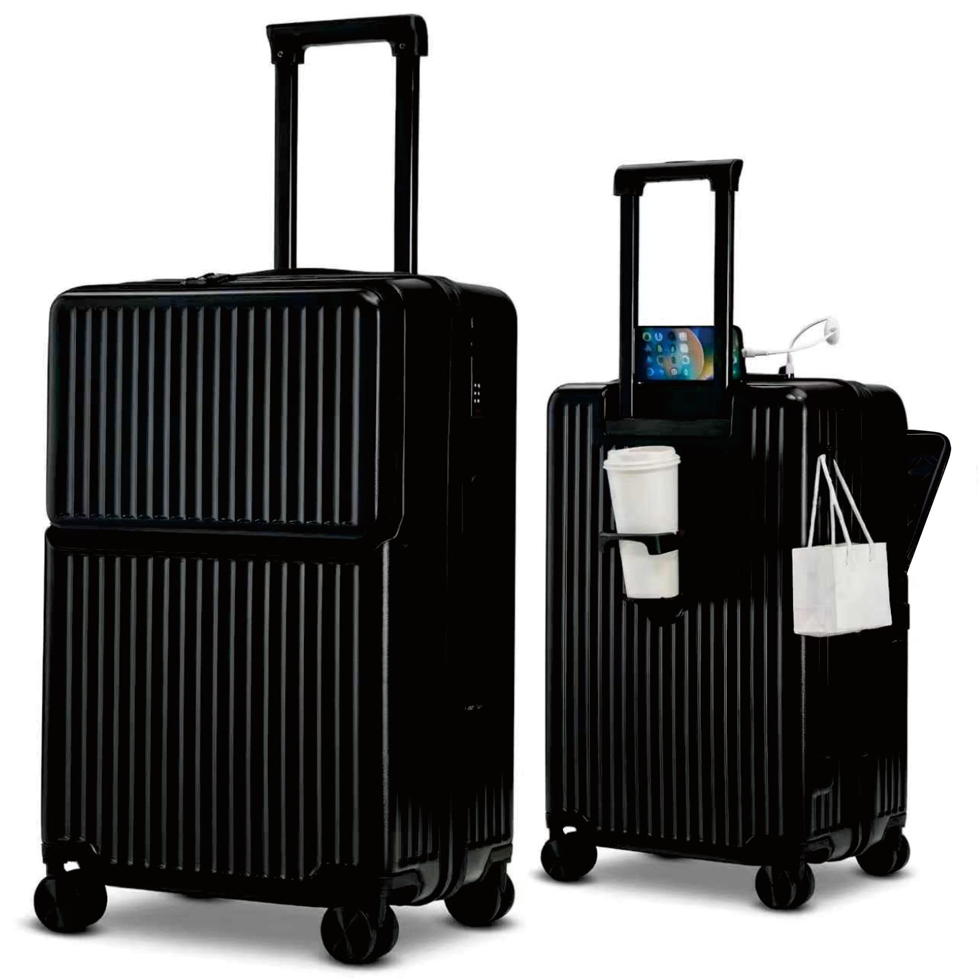 【タイムセール】新品キャリーケース ブラック Lサイズ スーツケース 95L Amazon | [RTmoni] フロントオープン スーツケース Lサイズ 85L