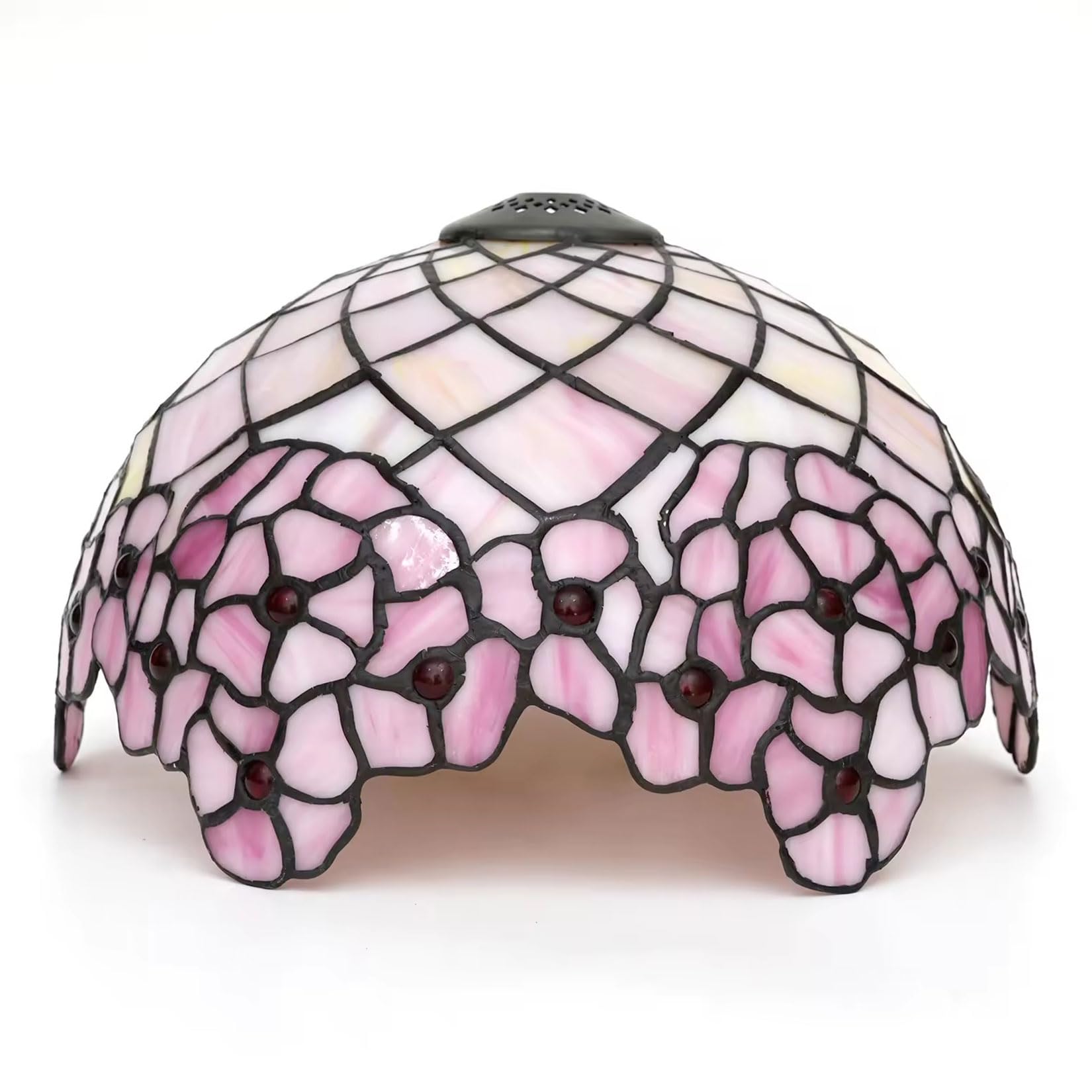 SaryEdge Cherry Blossom Lampshades Replacement, Tiffany Style Pastoral Romance Stained Glass Lamp Shade, Pink Flower Light Cover Only for Table Lamp Pendant Light Floor Lamp,16 inch，12，12 inch