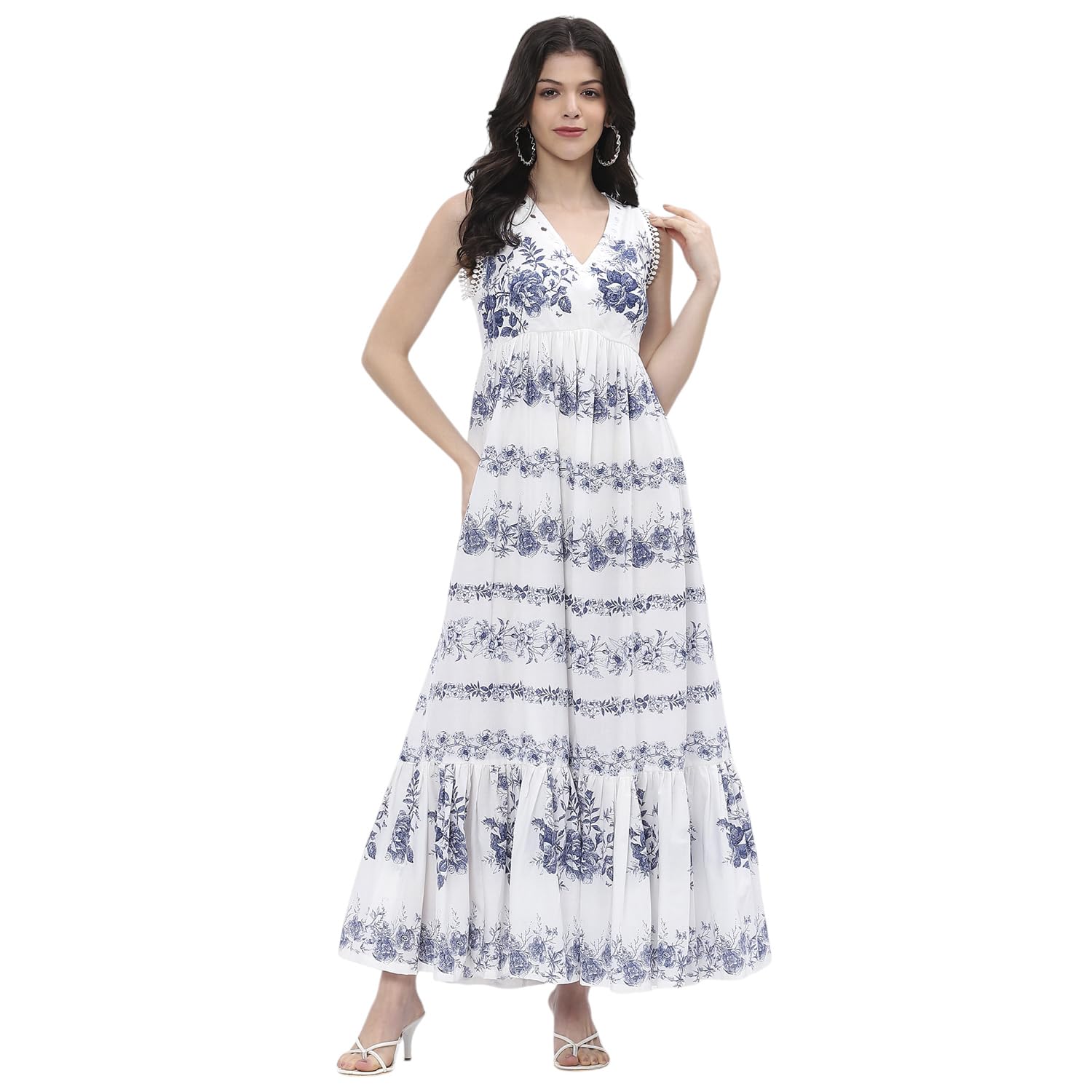 Women Cotton Tiered Printed Dress-image-41