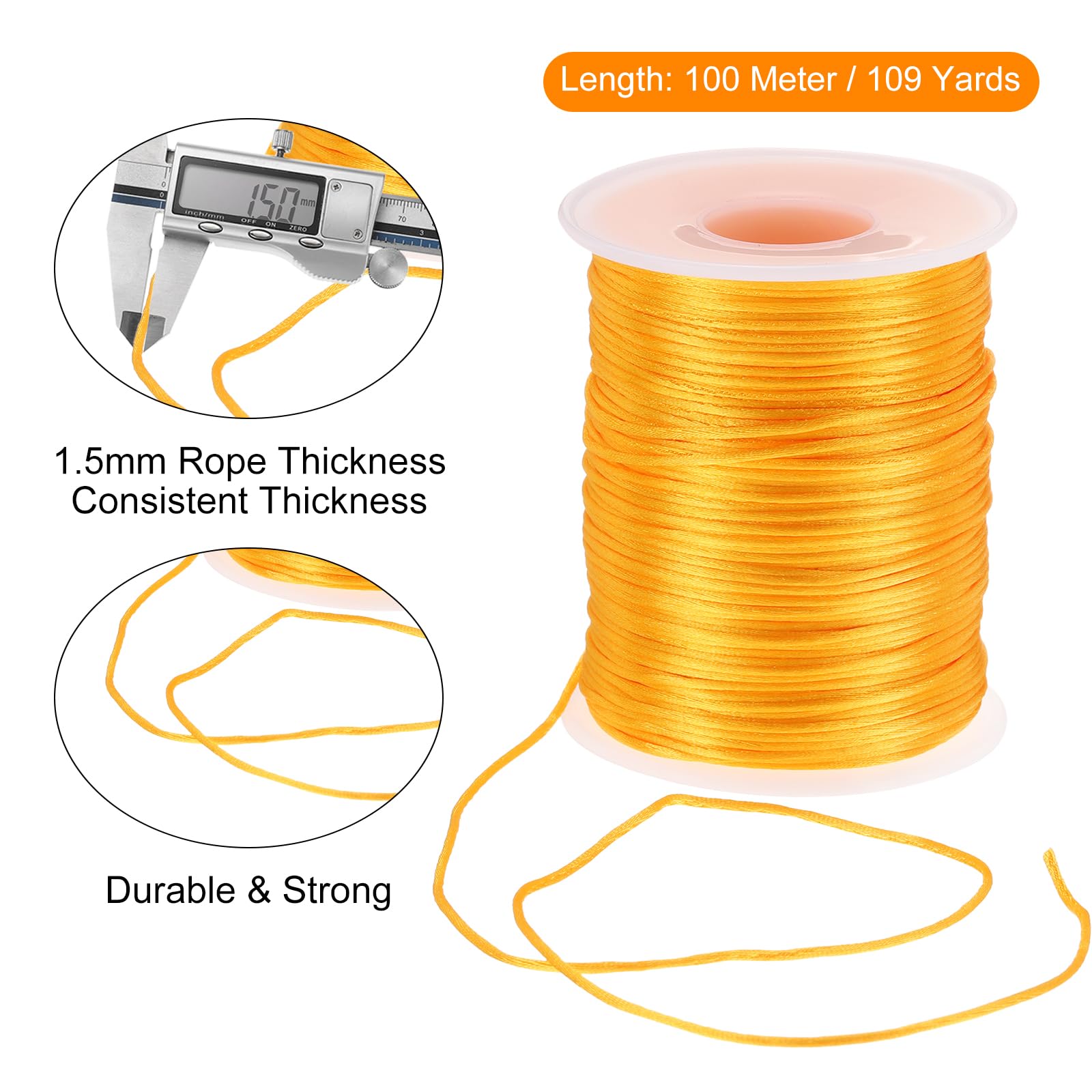 uxcell 109 Yards 1.5mm Satin String Cord - Image 2