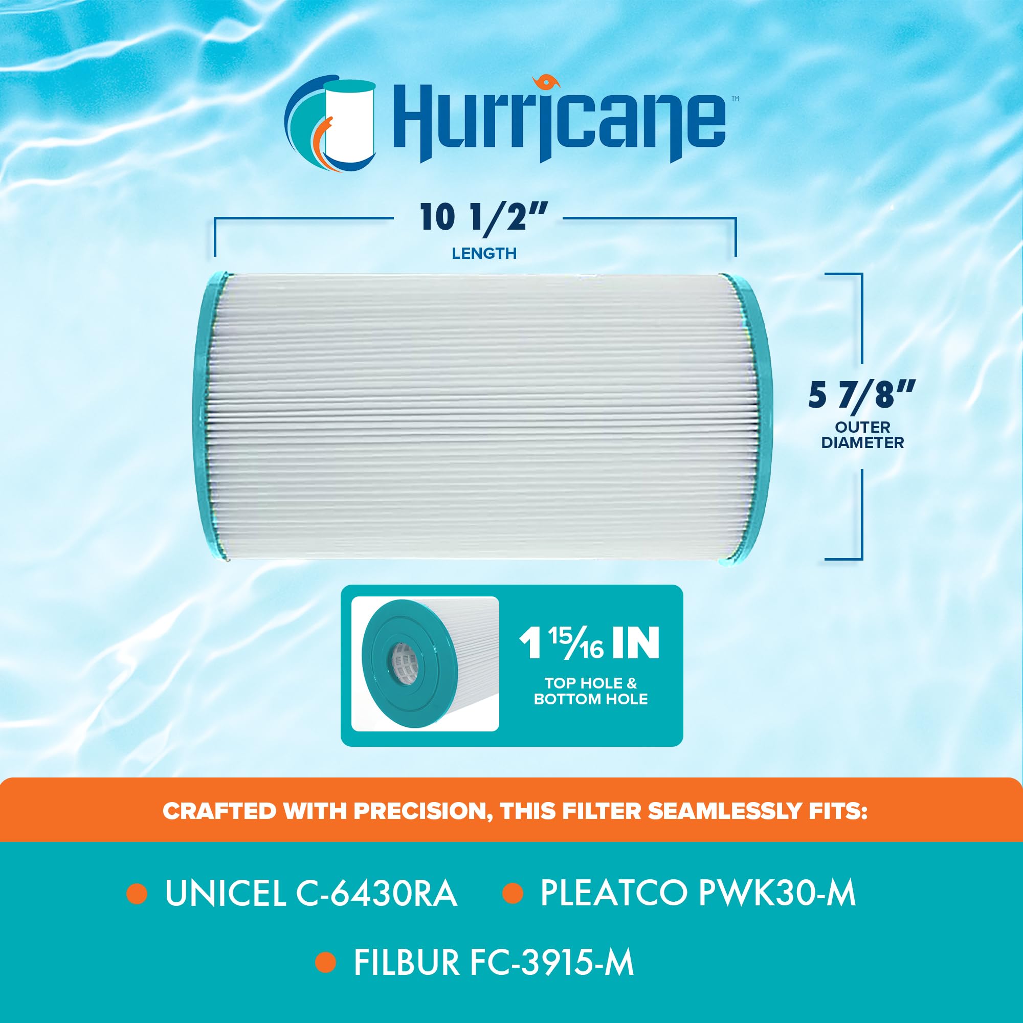 Hurricane Filters HF6430-01 Advanced Spa Filter Cartridge - Replacement for Pleatco PWK30, Unicel C-6430, Filbur FC-3915, Watkins Hot Spring Spas