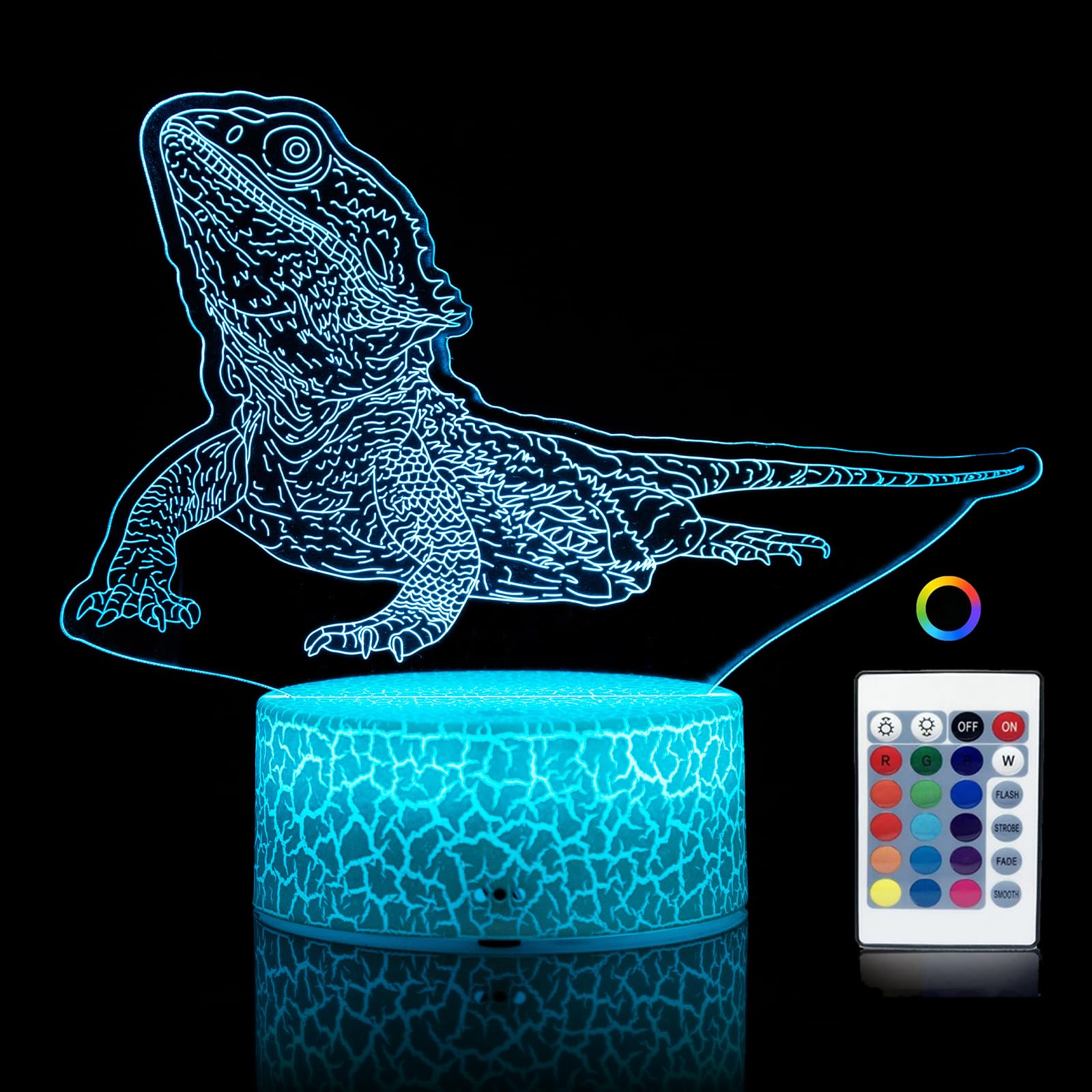 3D Bearded Dragon Night Light Cute Bearded Dragon Accessories Lamp with Remote & Smart Touch 16 Colors Changing Dimmable Room Decor Gifts for Kids Boys Girls Birthday Christmas