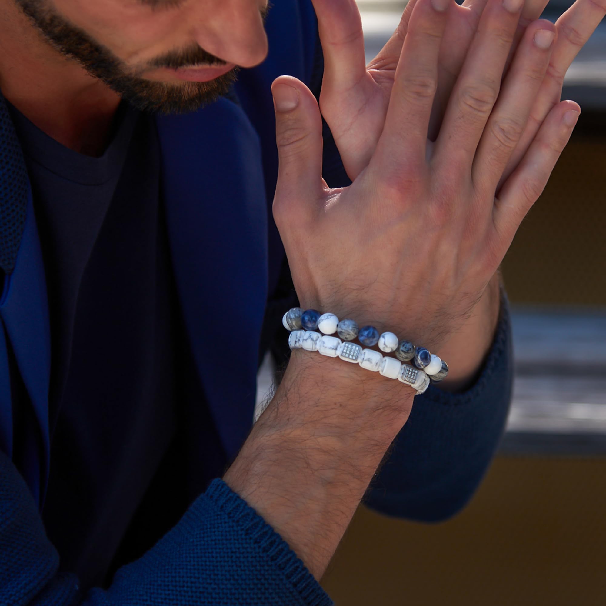 GT collection Perlenarmband für Herren | Geschenk für Männer | Einheitsgröße | Wird wegen seiner erdenden Wirkung verwendet | 100% natürlich | Verstellbares Armband für Männer mit Edelsteinen