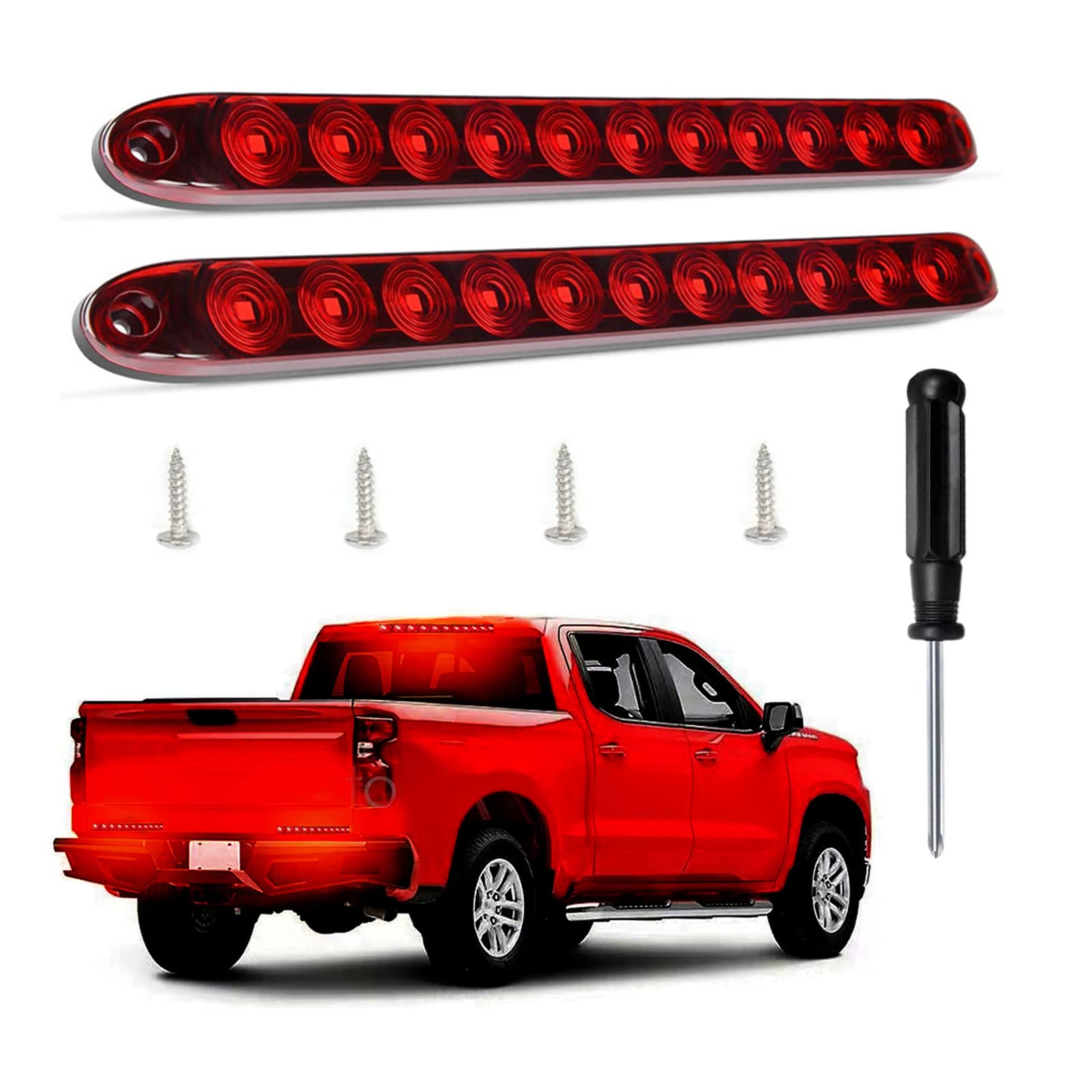 JinRui-T 2pcs 12V 11 LED 16" Trailer Tail Lights Bar Truck Turn Signals Waterproof Side Marker Light Rear Stop Lamp High Mount Third Brake Light Fit for Cars, Pickups, Boat，RV,Suv,Campers,Golf Cart
