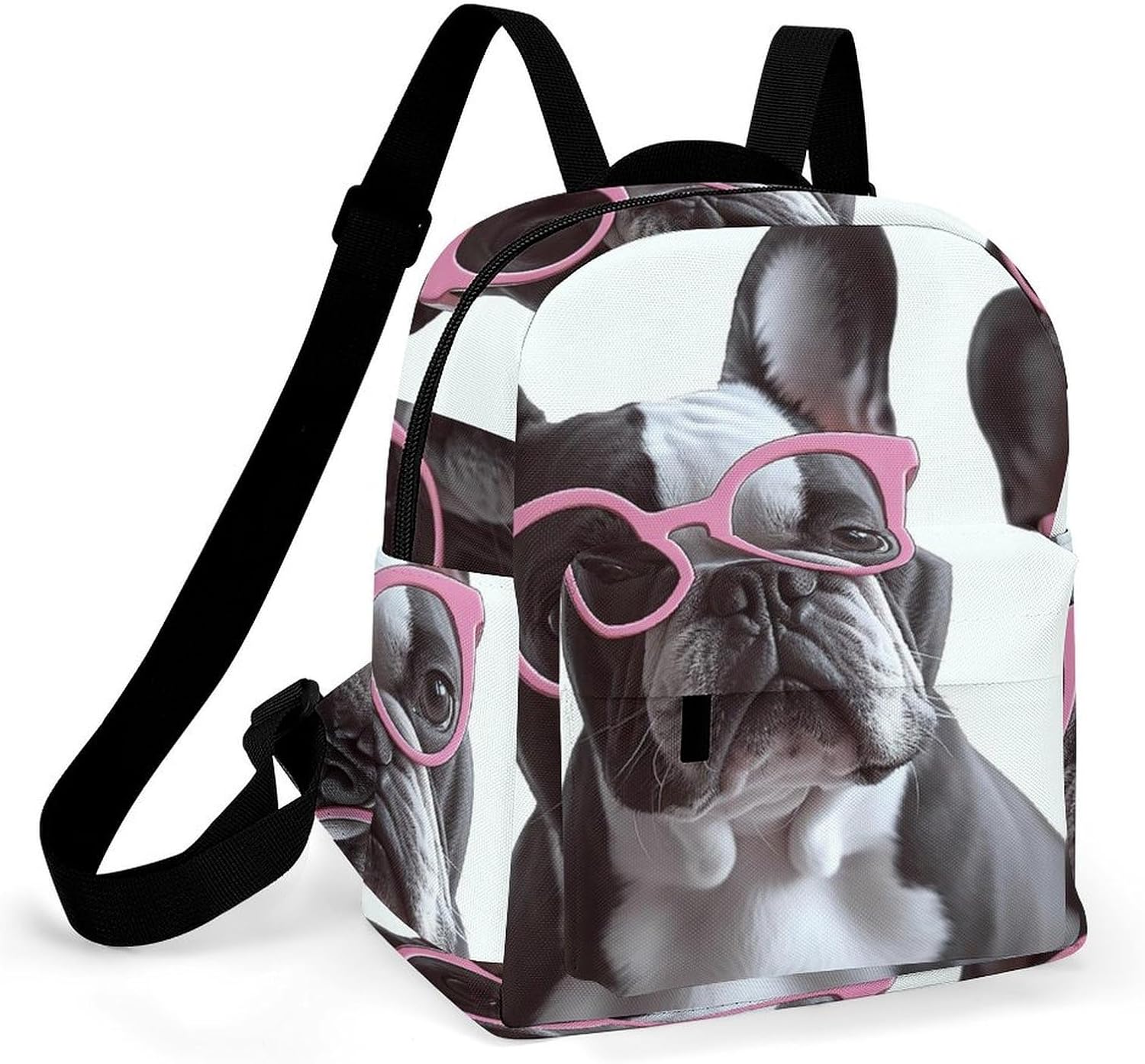 Waterproof Mini Backpack for Women - 10 Inch Oxford Lightweight Daypack Cute Bag Small Daypack French Bulldog Glasses Small Backpack Purse for Travel Work Weekender