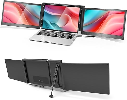 Miniatura 7 de Alecewey Extensor de pantalla para portátil de 14 pulgadas, triple accesorio para monitor portátil FHD 1080P, pantalla extra para portátil de 13-17