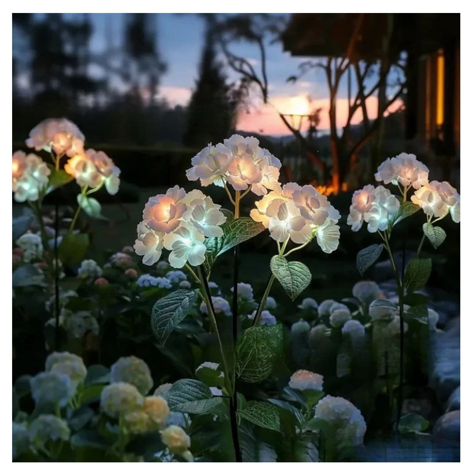 matumou Solar Hydrangea Light Solar Powered Garden Light Outdoor Flower Light with Stake for Pathway Patio Yard Decoration