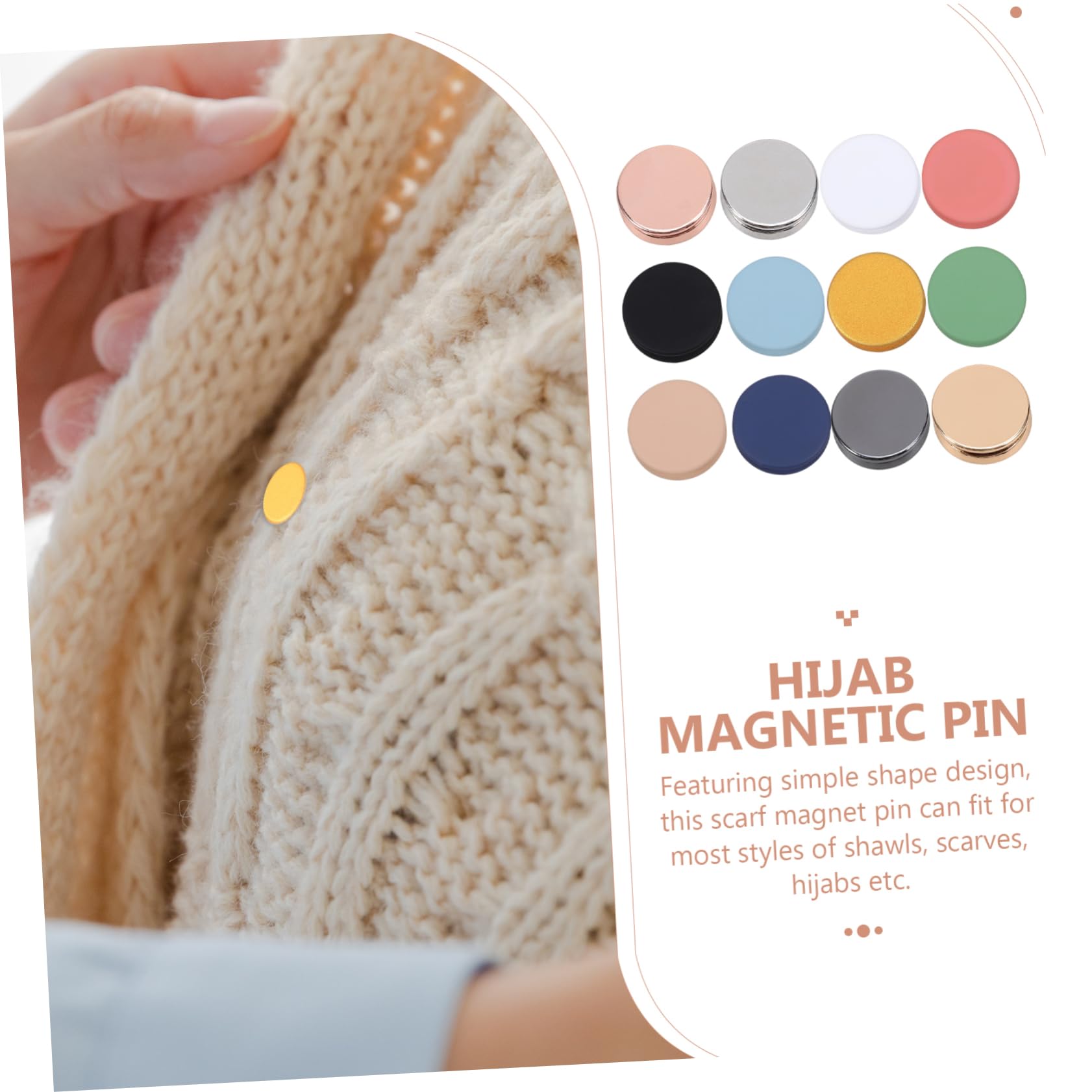 Housoutil 2 Sätze Magnetkragen Pin Brosche Magnetstifte Tasten Hijab -magnete Hijab-magnete Stark Magnetische Haken Schal Liefern Multifunktionale Magnetische Kleidungsklammern 12 Stück * 2