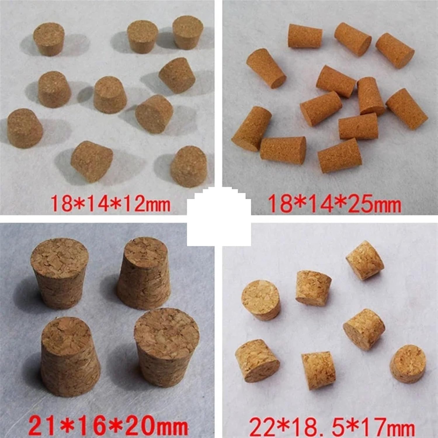 100pcs Top Dia 13mm to 39mm Wood Cork Lab Test Tube Plug Essential Oil Pudding Small Glass Bottle Stopper Lid Customized(15x12x10mm)