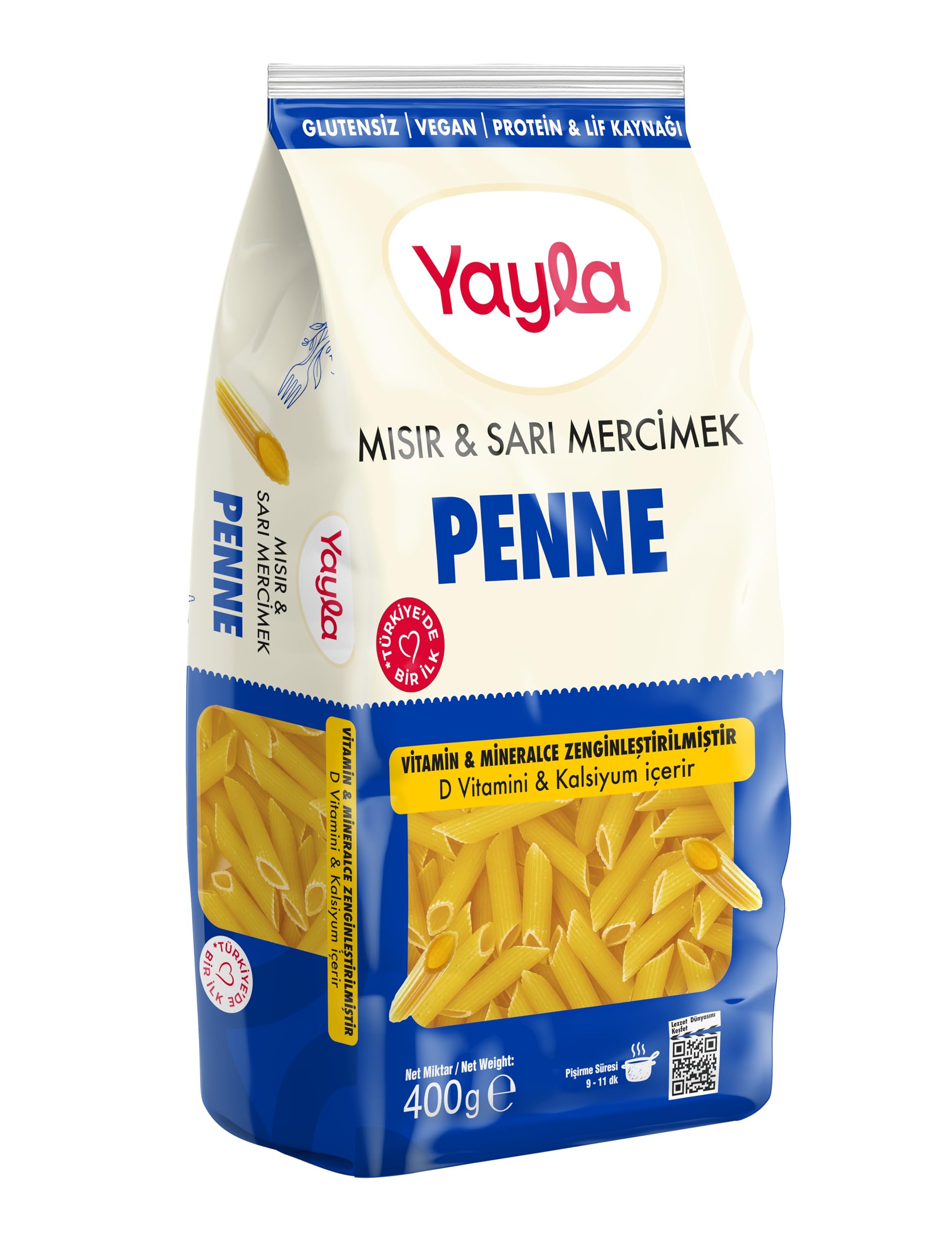 Yayla Sarı Mercimek Mısır Penne Poşet 400 Gr