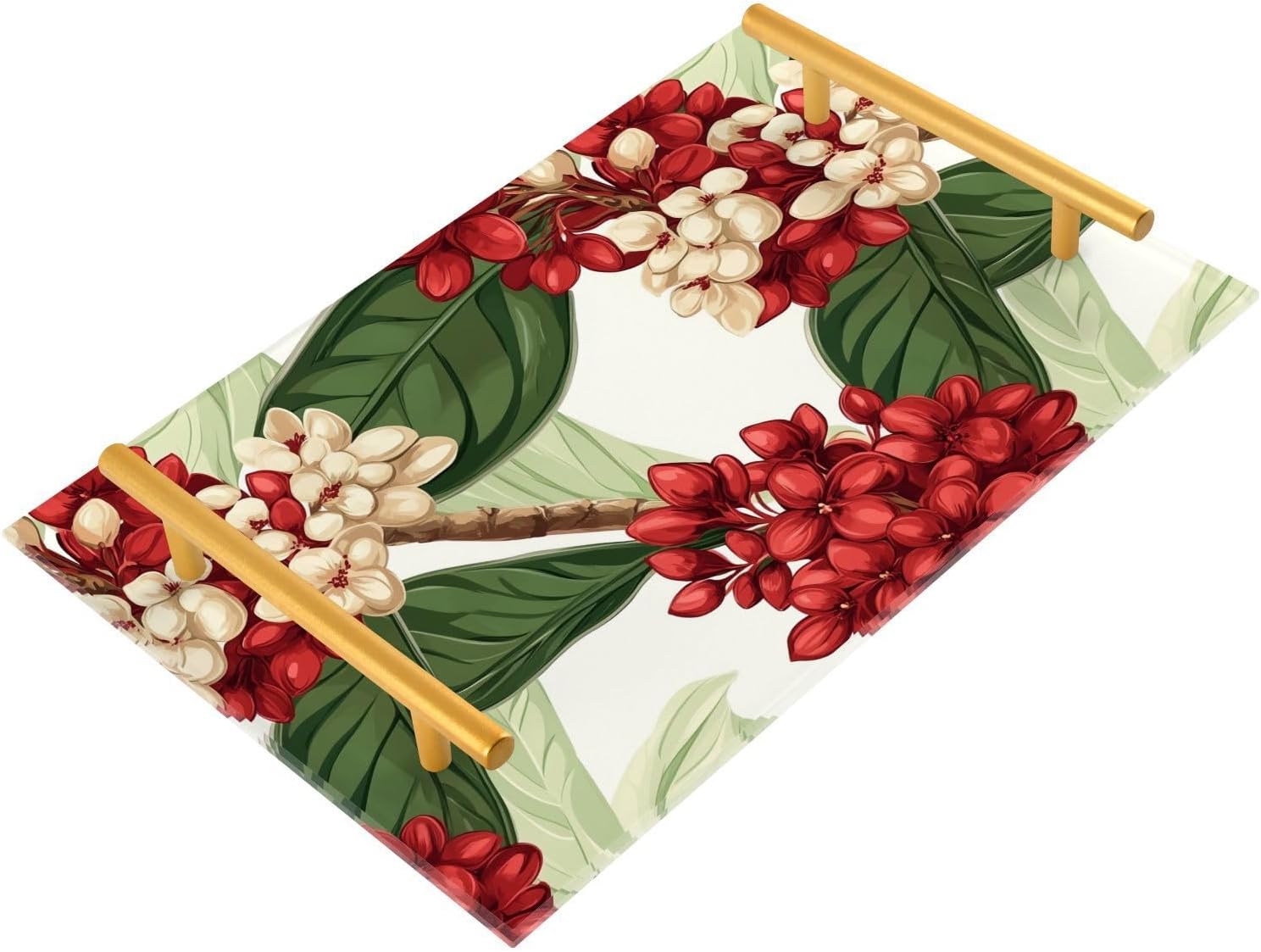 Dominica Sabinea Carinalis Beauty Summer Flowers Bathroom Vanity Tray Make Up Tray Desk Drawer Organizer for Bathroom Counter