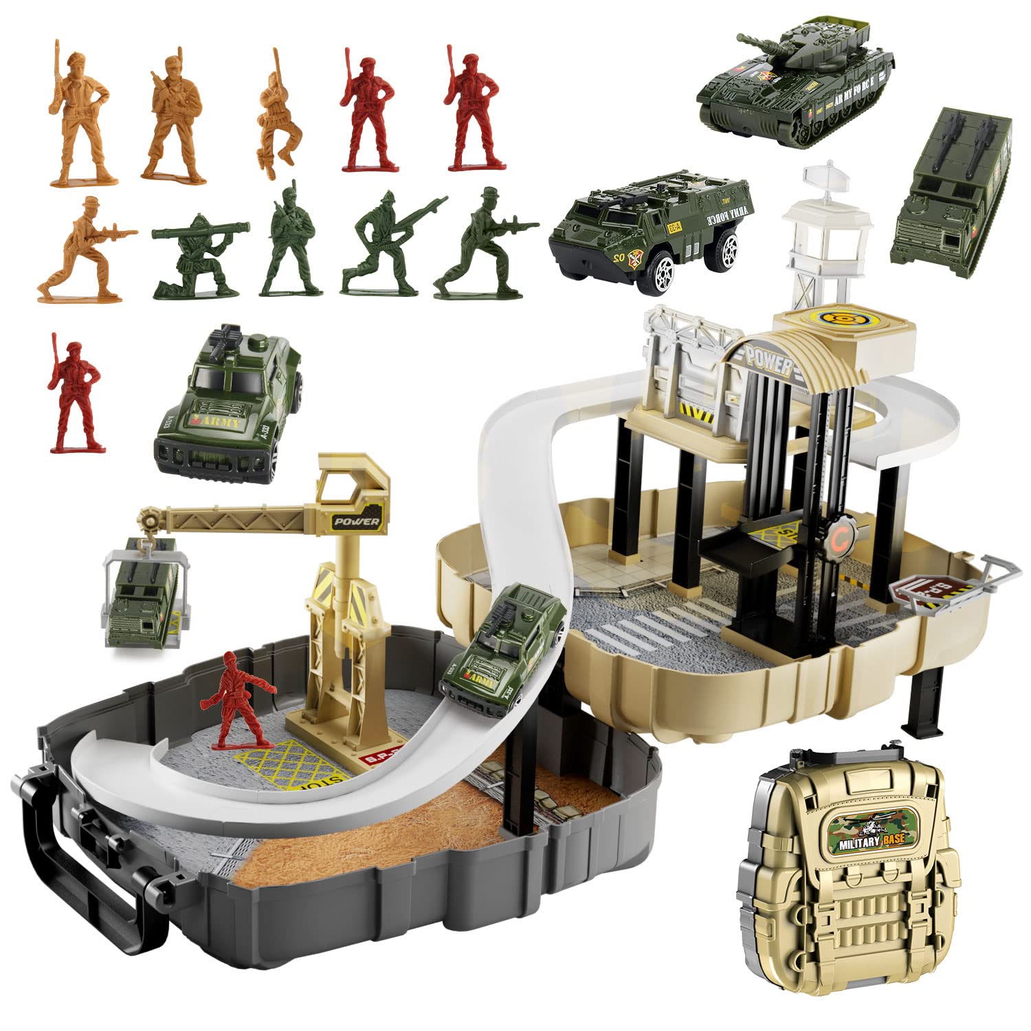LOVE LIFE Military Base Toys Set-52 PCS Building Blocks Military Playset for Boys, Party Gift Display for 3 Year Old Kids Boys Girls, Army Action Figures Set for Kids Age 3 4 5