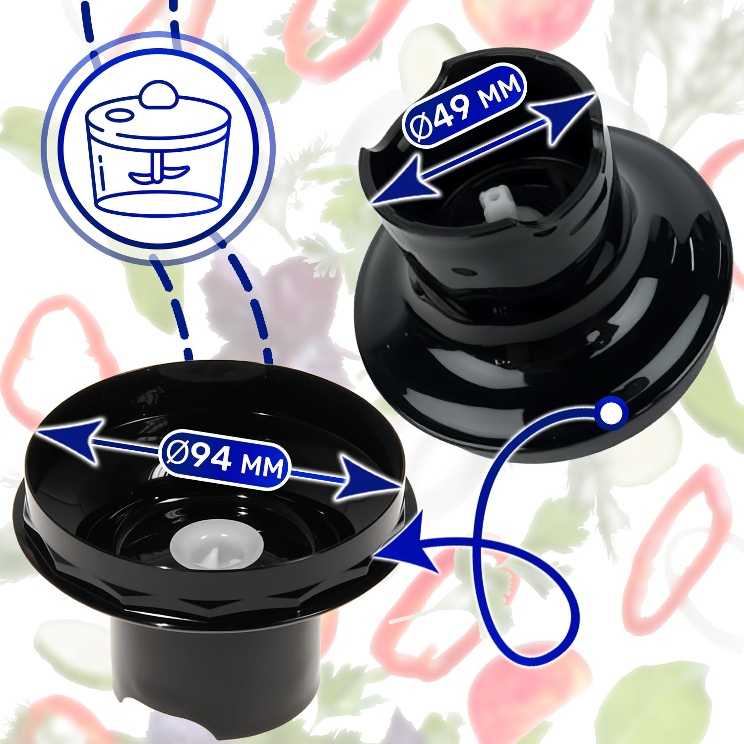 MONTERAL Tapa de Engranaje para Batidora de Mano para Bol HC 350 ml con Código Original 7322111264 AS00005266 para Braun Minipimer - Garantía de 10 Años
