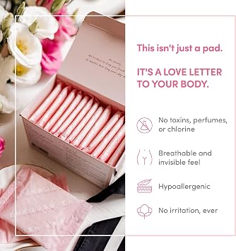 Organic Cotton Sanitary Pads, Ultra-Absorbent, Normal 12 Pcs