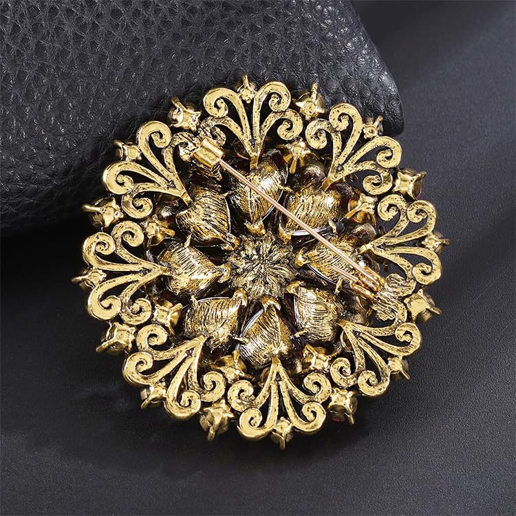 Image of Rhinestone Crystal Sunflower Brooch Pin Elegant Wreath Brooch Clothing Hat Bag Skirt Accessories for Women