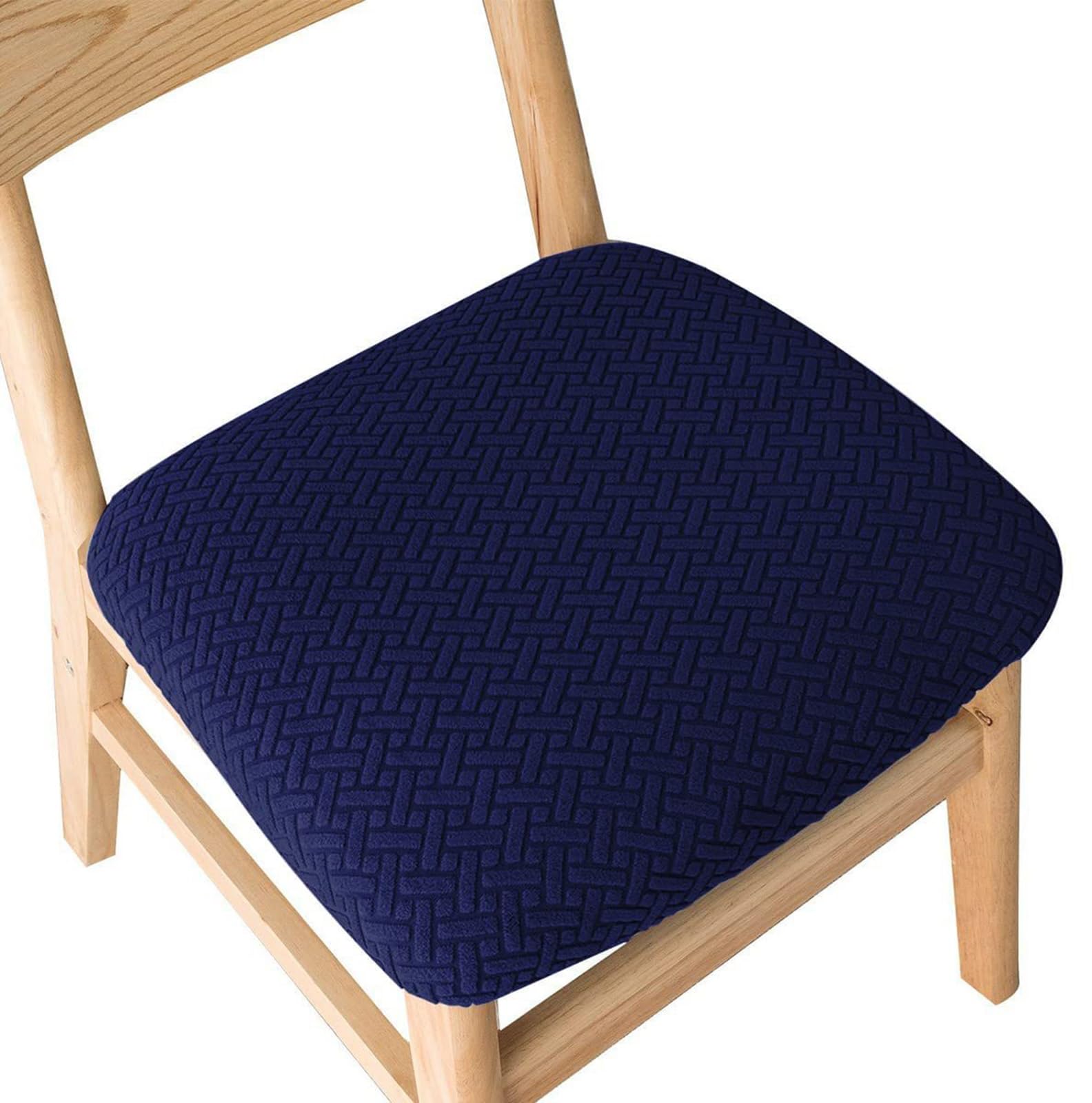 Housse de coussin de chaise extensible bleu marine en jacquard pour salle à manger lot de 6