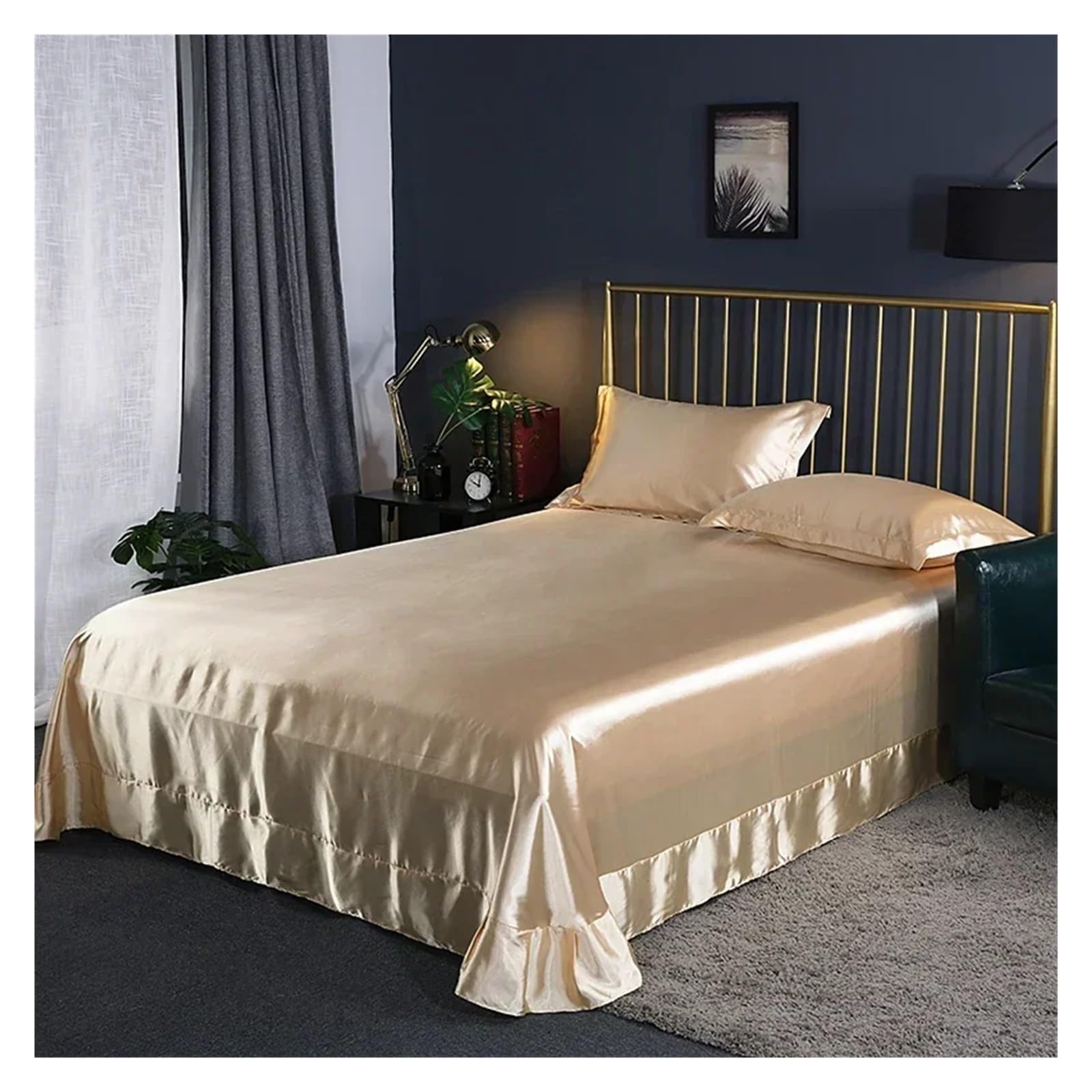 Drap de lit soie mûrier drap housse 140x190 et taie d'oreiller satin de luxe