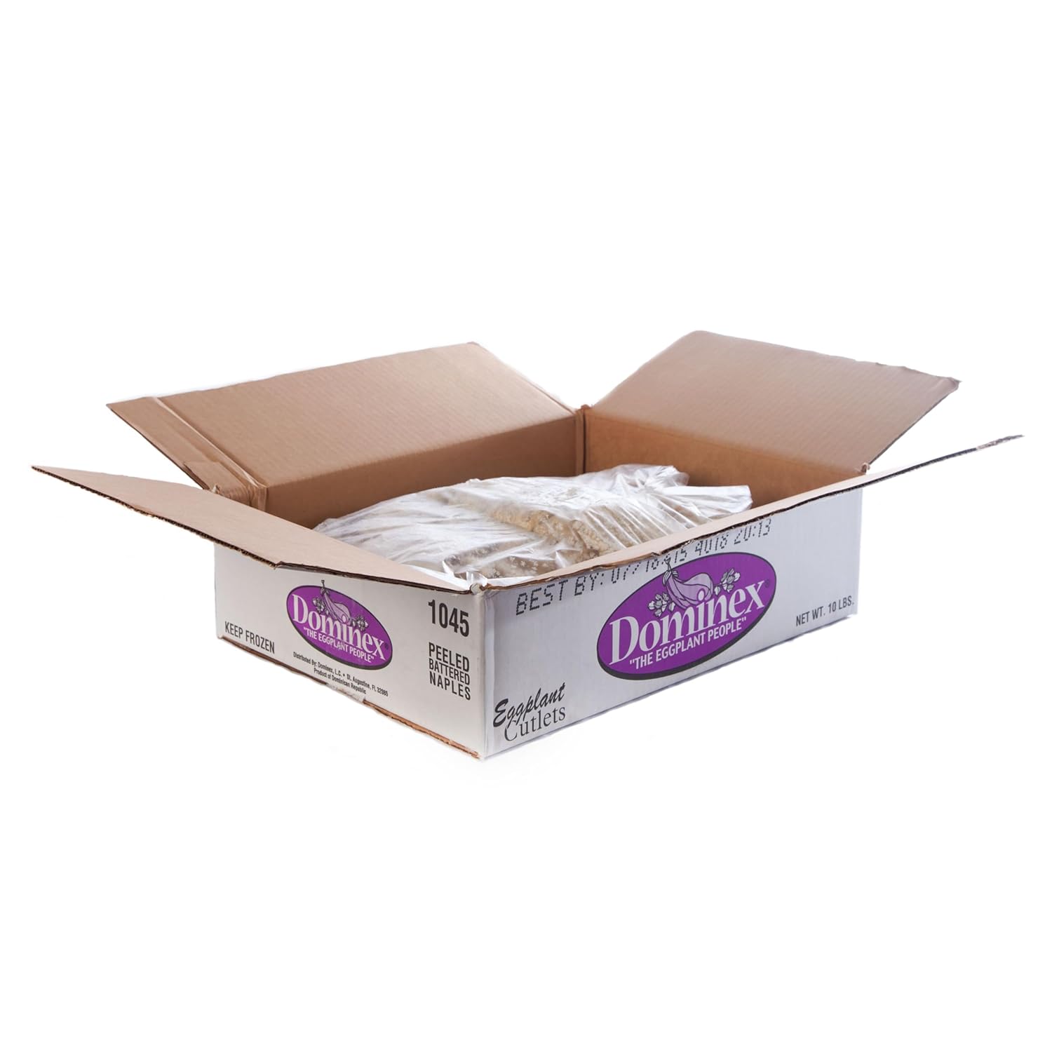 Dominex Naples Batter Dipped Peeled Eggplant Cutlet, 10 Pound - 1 each.